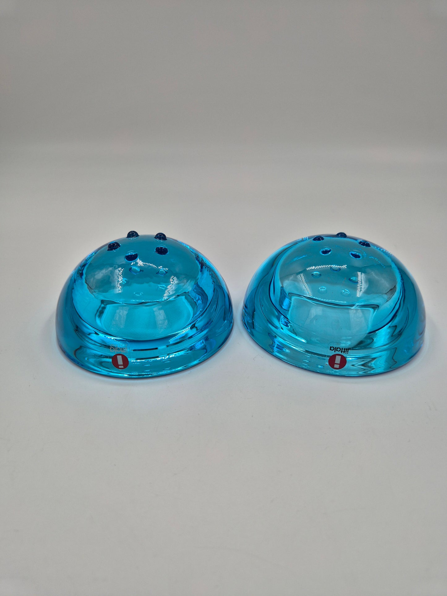 Pair of Iittala Ballo Light Blue Tealight Candle Holders | Vintage Finnish Glass | Scandinavian Design | Made in Finland (1997–2005)