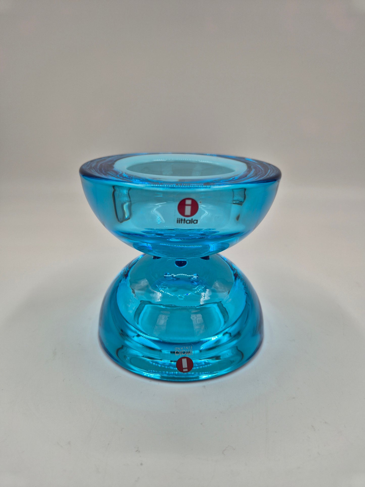 Pair of Iittala Ballo Light Blue Tealight Candle Holders | Vintage Finnish Glass | Scandinavian Design | Made in Finland (1997–2005)