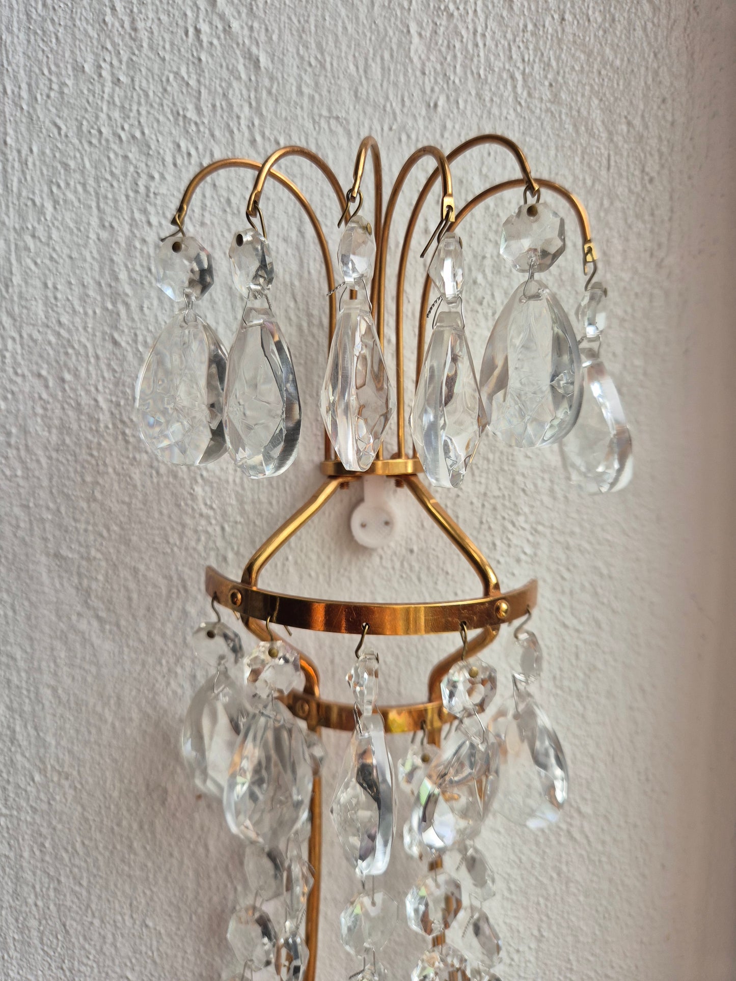 Pair of 2 Turun Kristalli Crystal Wall Candle Sconces
