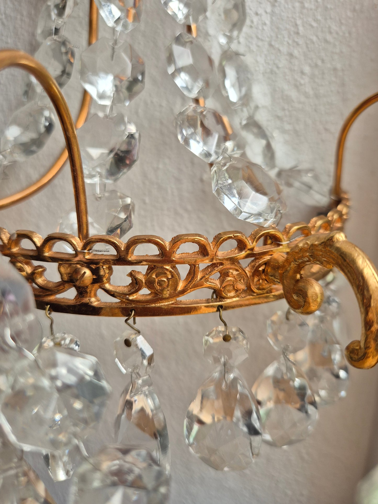 Pair of 2 Turun Kristalli Crystal Wall Candle Sconces