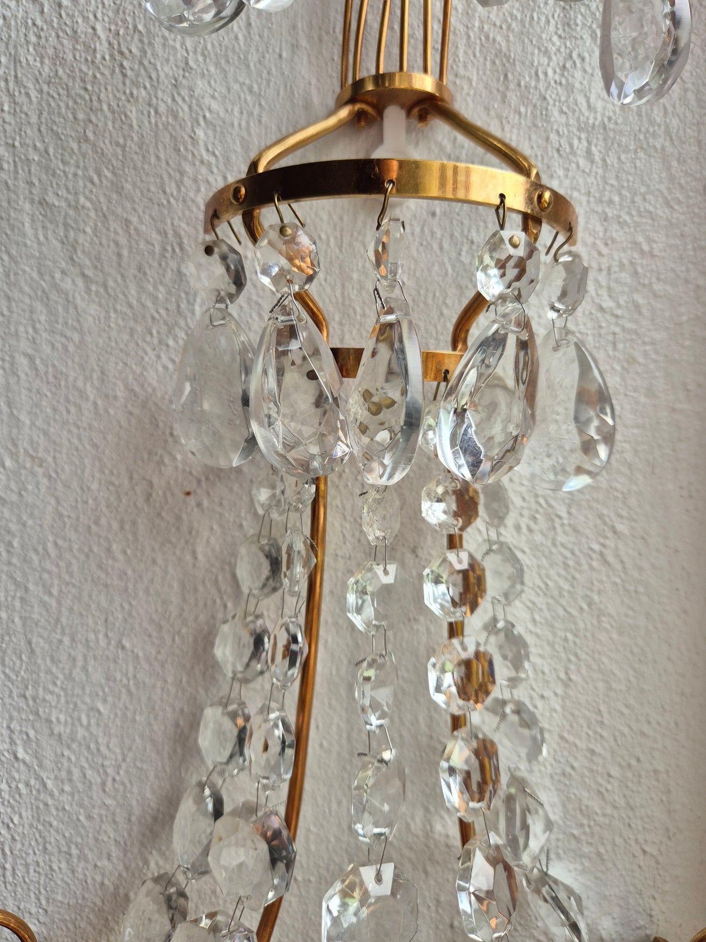 Pair of 2 Turun Kristalli Crystal Wall Candle Sconces