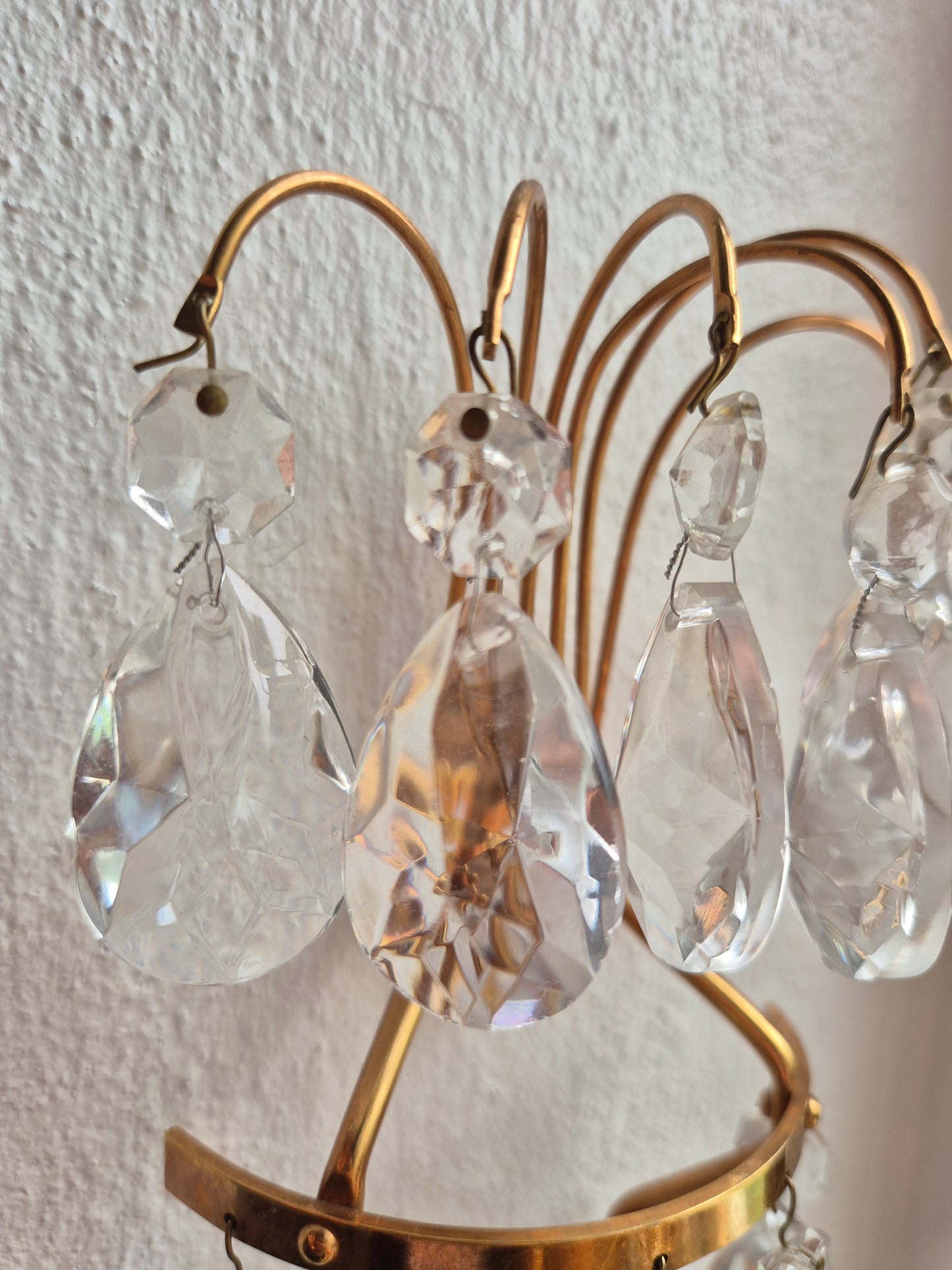 Pair of 2 Turun Kristalli Crystal Wall Candle Sconces