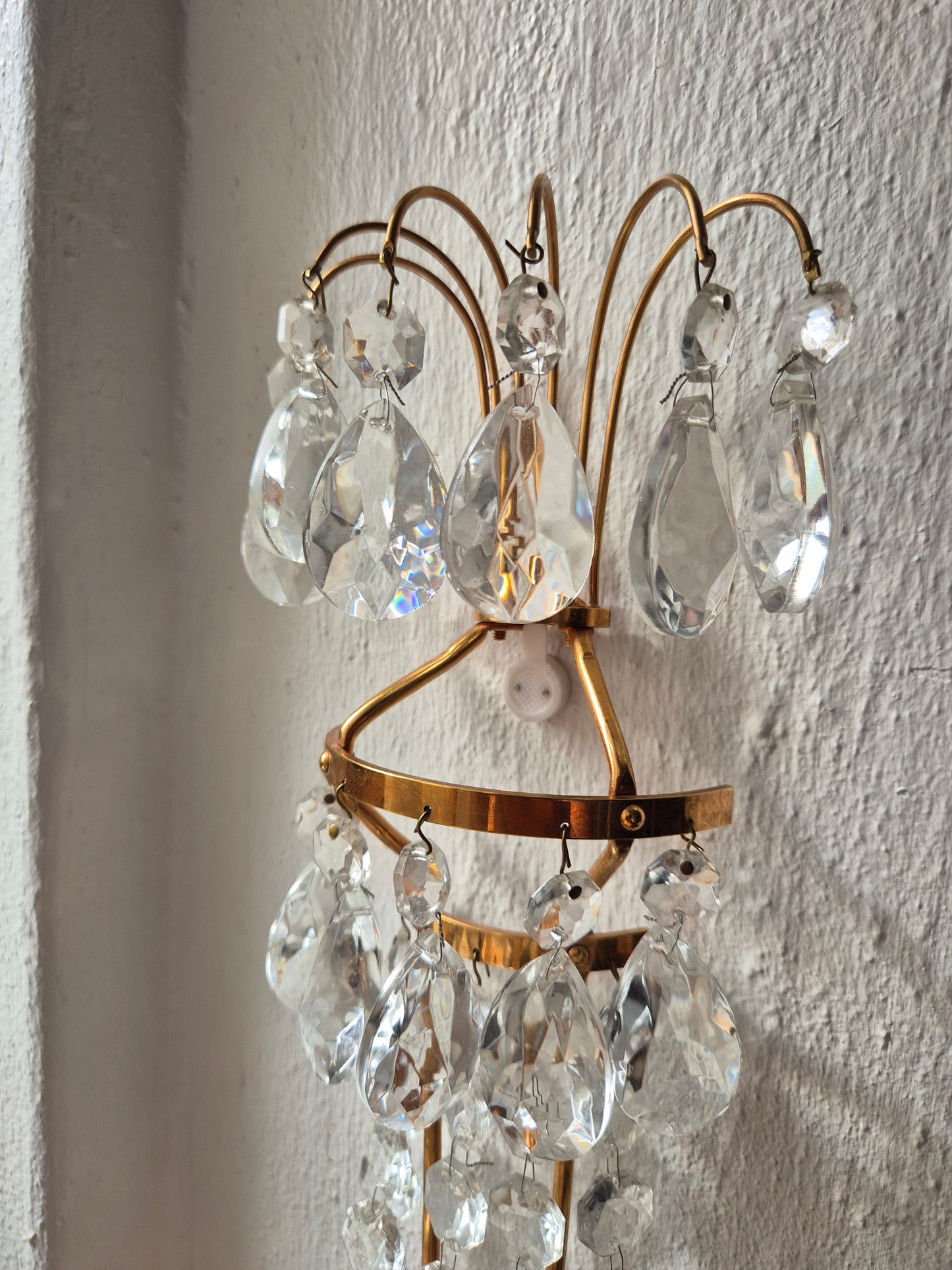 Pair of 2 Turun Kristalli Crystal Wall Candle Sconces