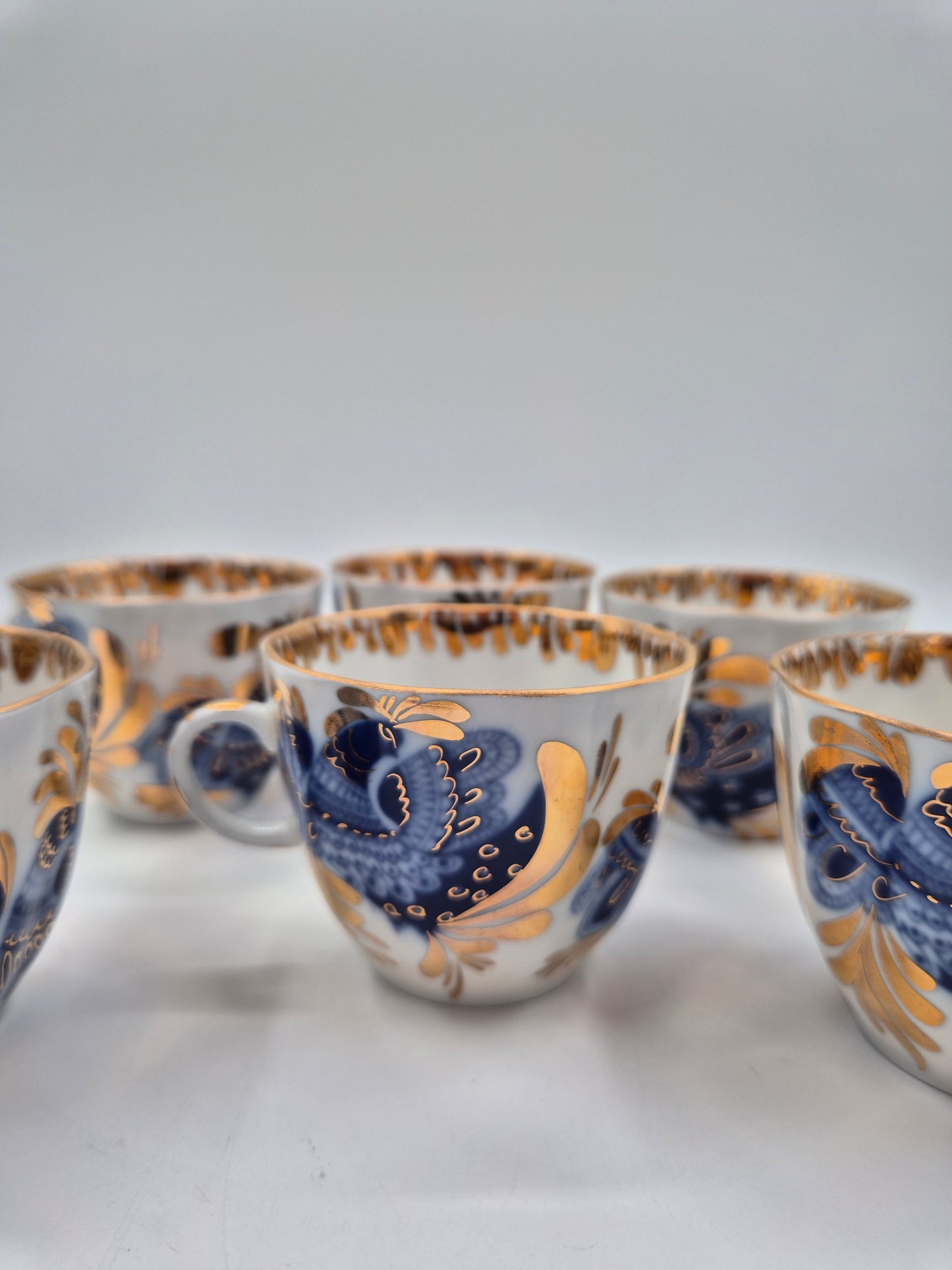 Vintage Lomonosov LFZ Golden Garden Coffee Set, 18-Piece USSR Porcelain