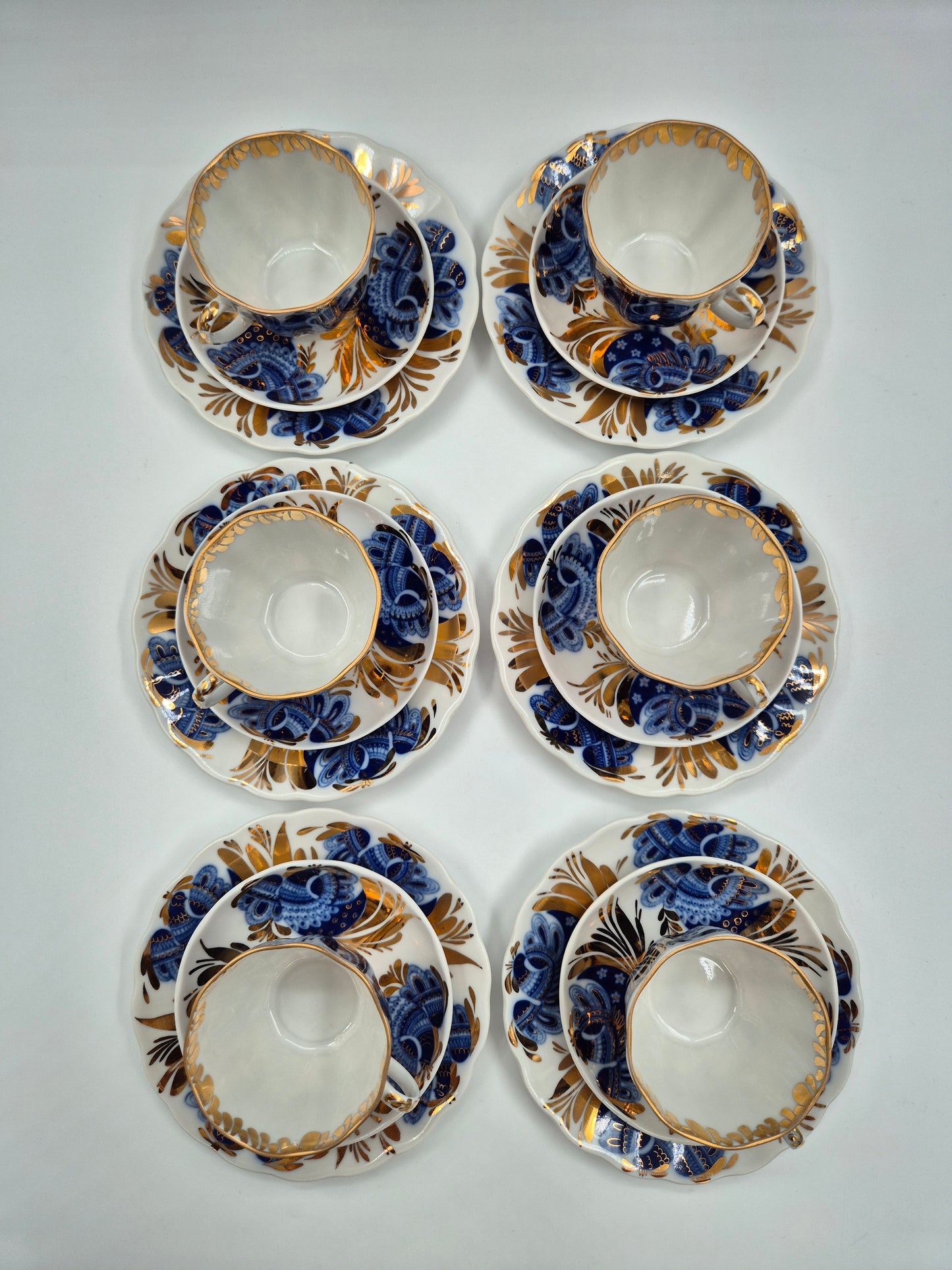 Vintage Lomonosov LFZ Golden Garden Coffee Set, 18-Piece USSR Porcelain