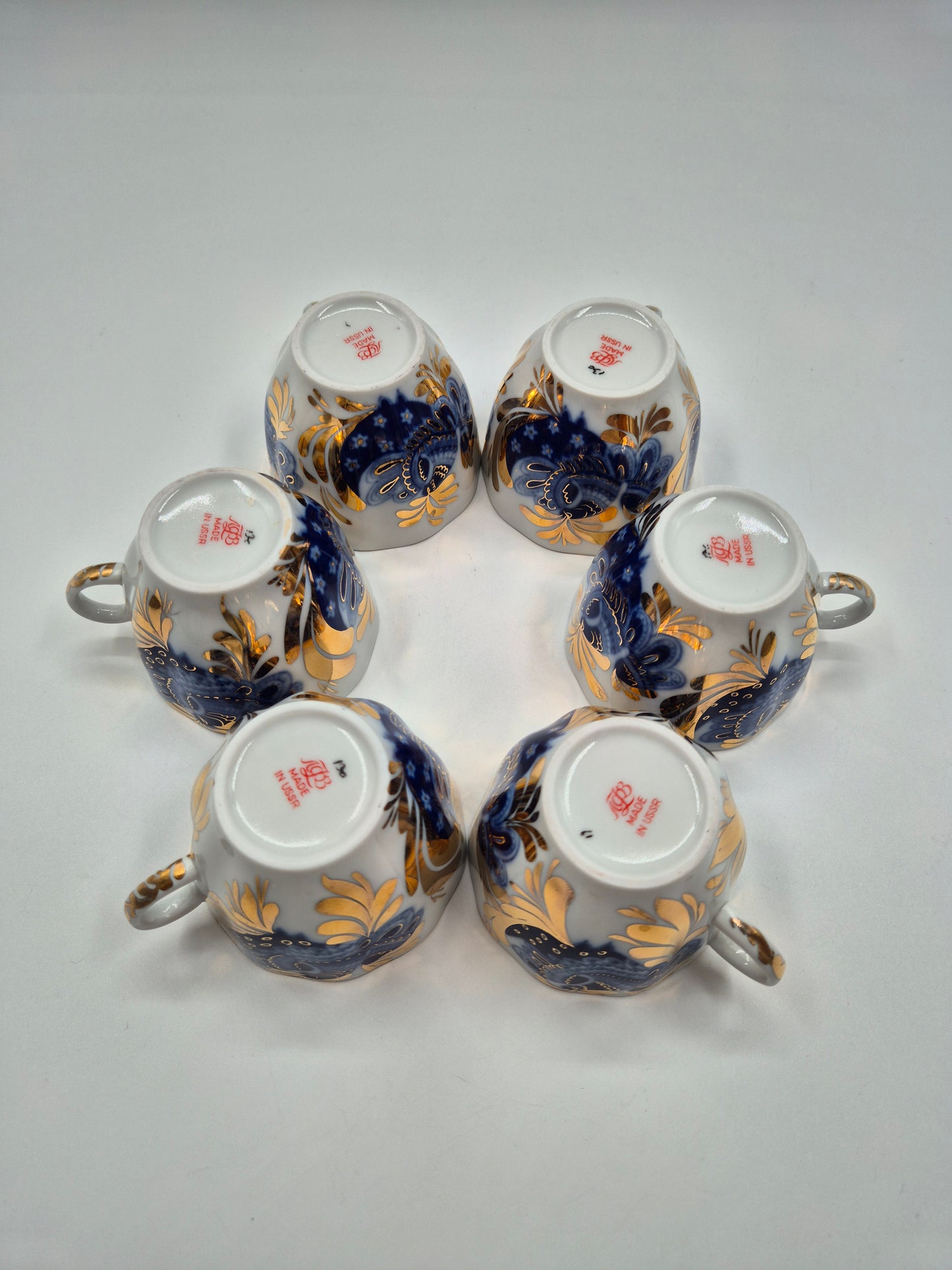 Vintage Lomonosov LFZ Golden Garden Coffee Set, 18-Piece USSR Porcelain
