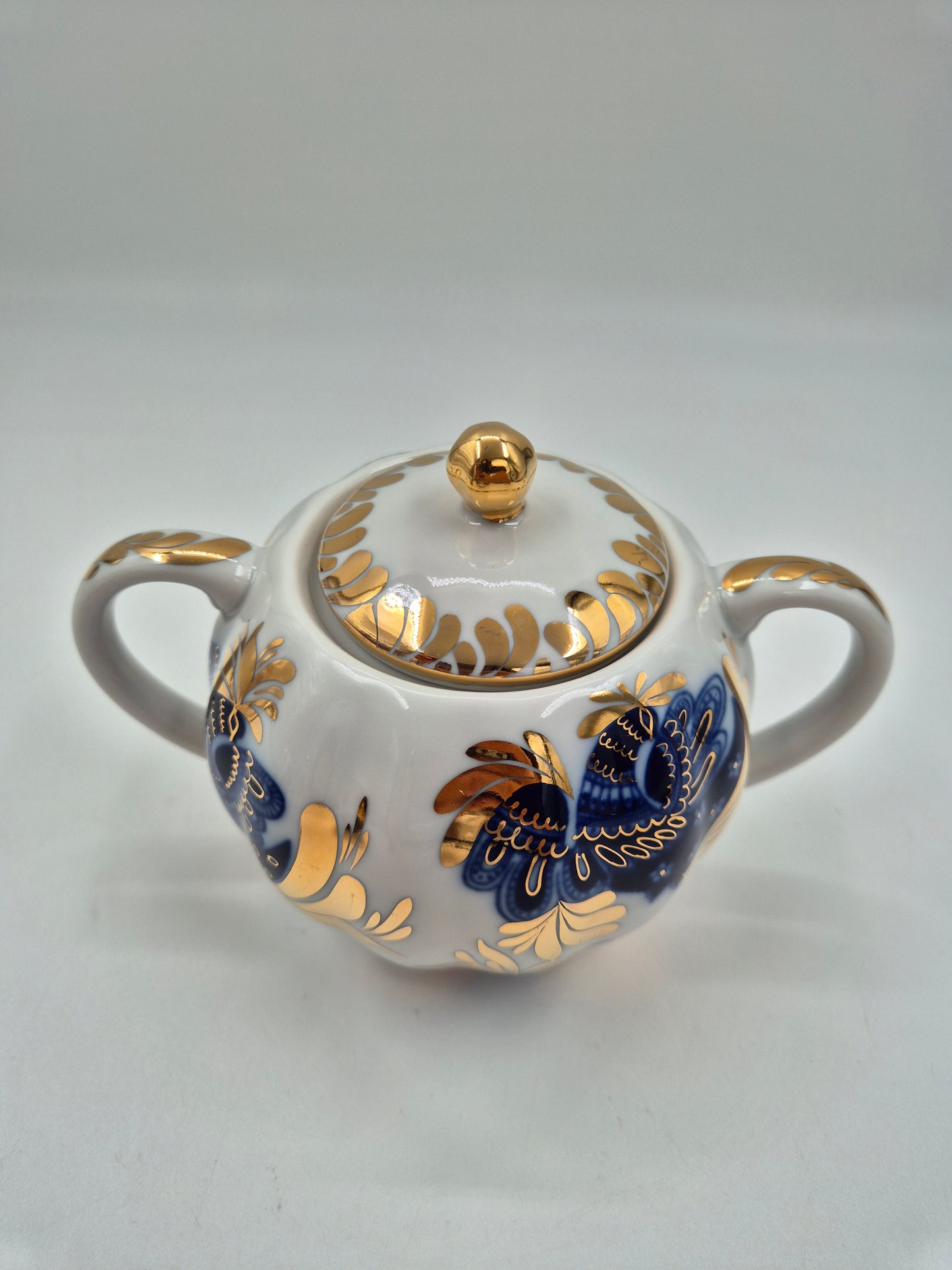 Vintage Lomonosov Golden Garden Creamer & Sugar Bowl