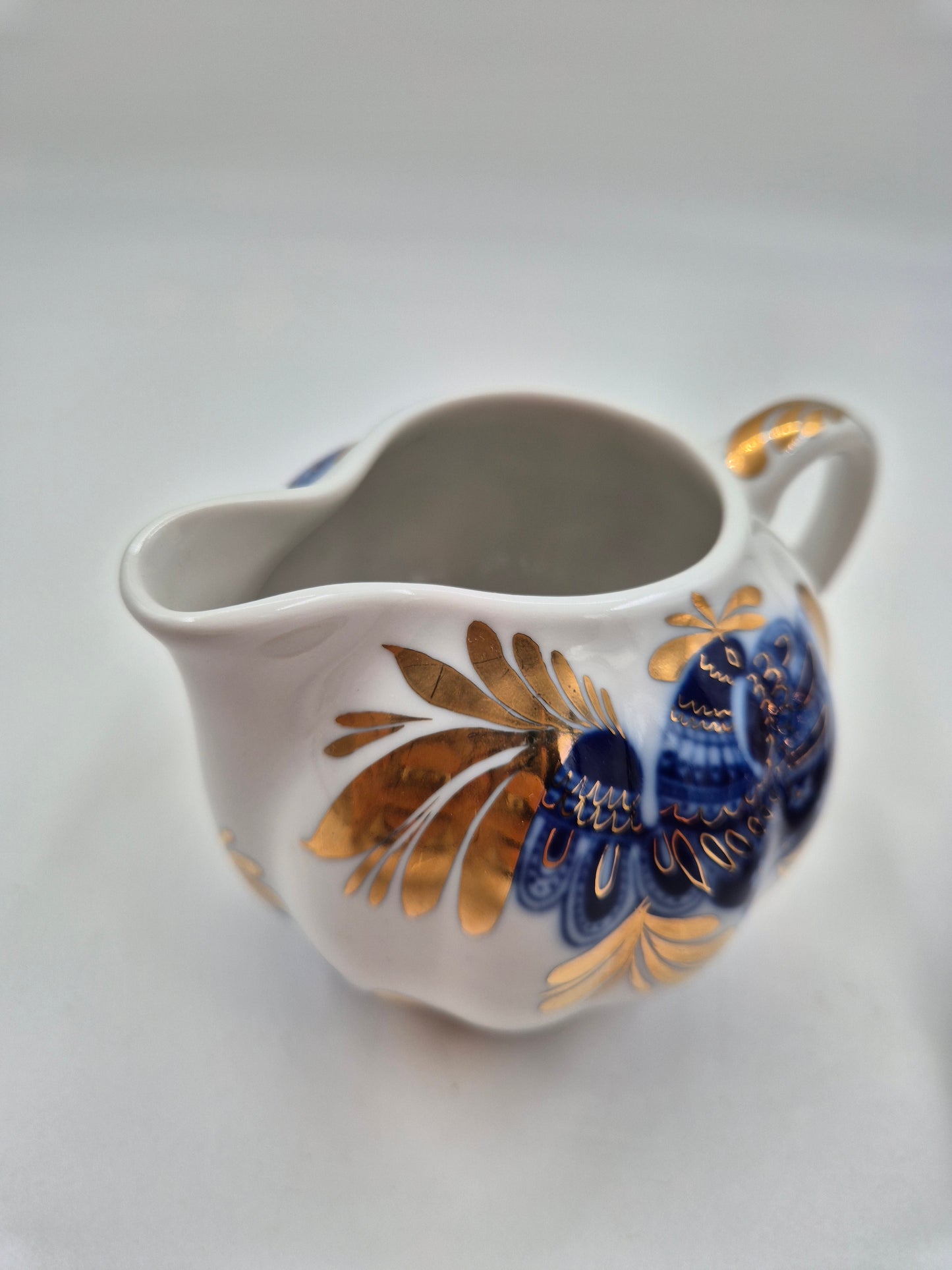 Vintage Lomonosov Golden Garden Creamer & Sugar Bowl