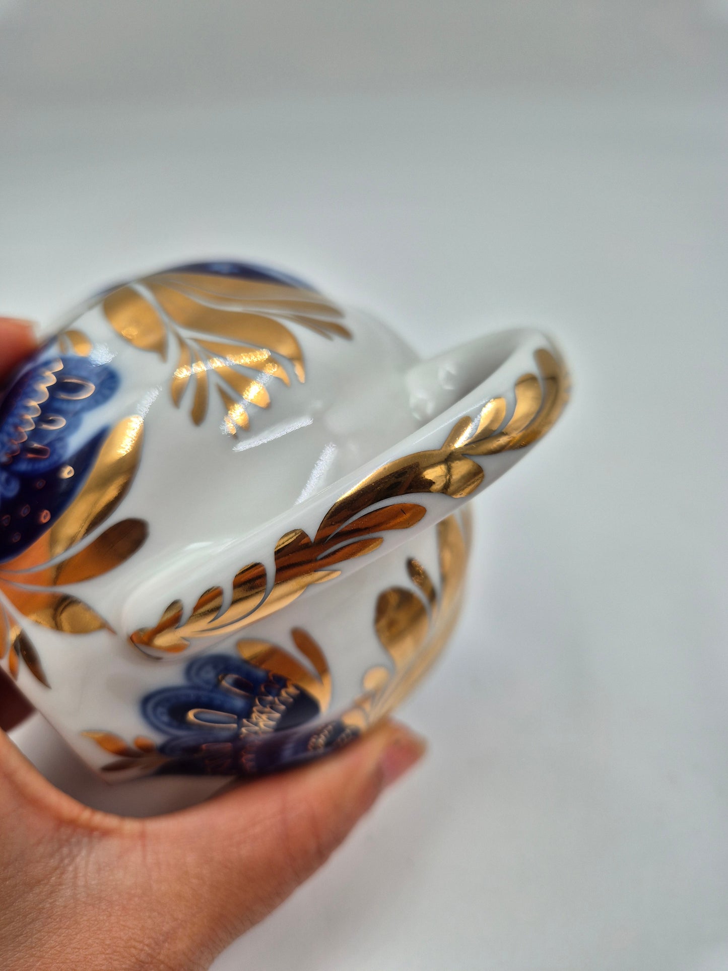 Vintage Lomonosov Golden Garden Creamer & Sugar Bowl