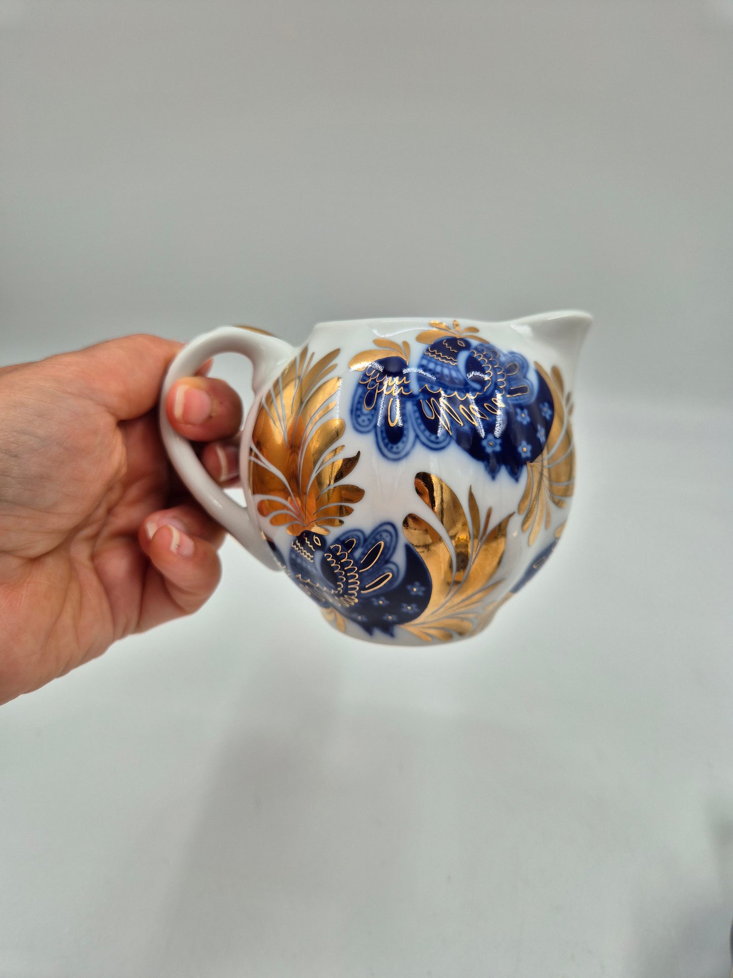 Vintage Lomonosov Golden Garden Creamer & Sugar Bowl