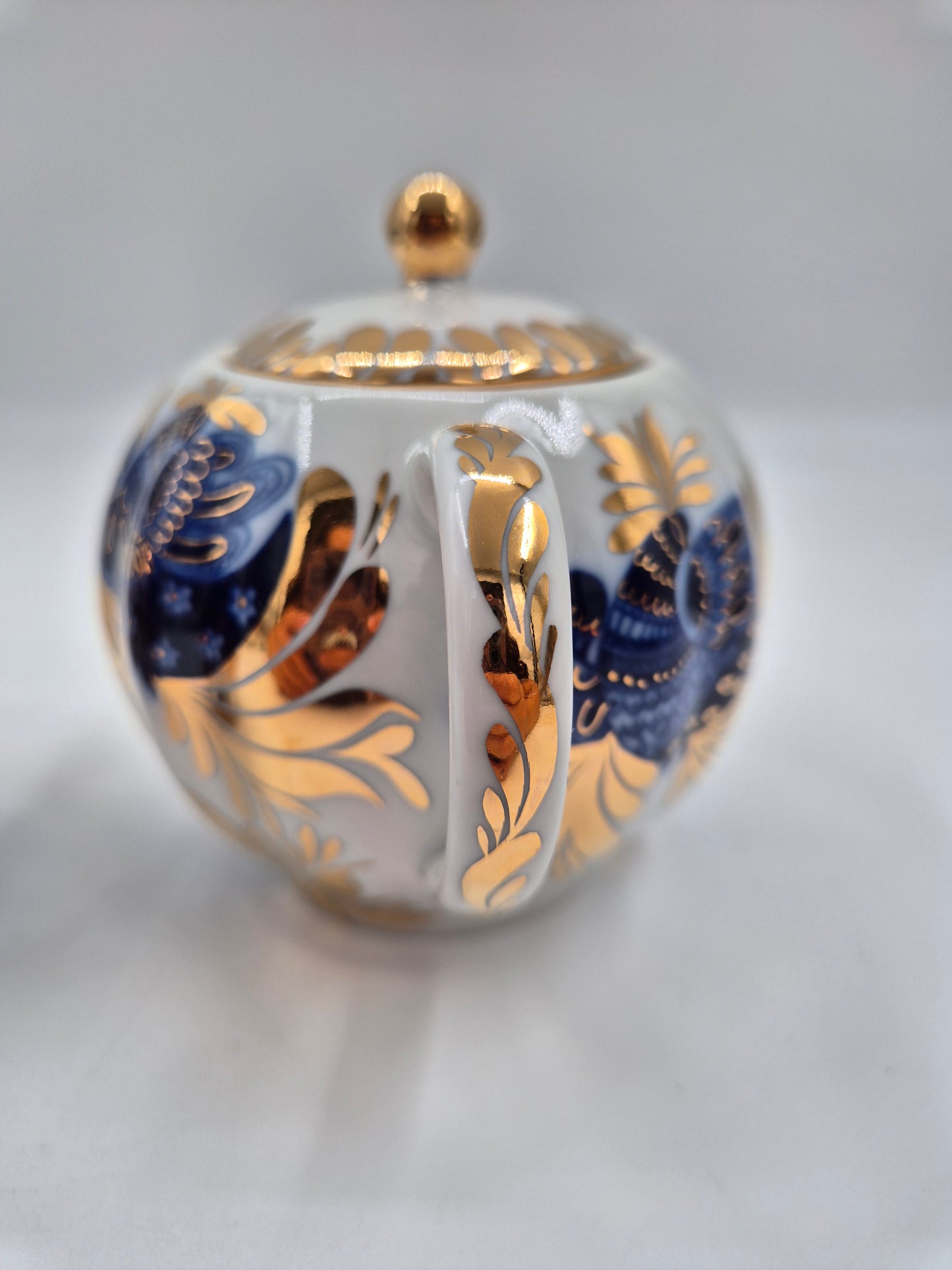 Vintage Lomonosov Golden Garden Creamer & Sugar Bowl