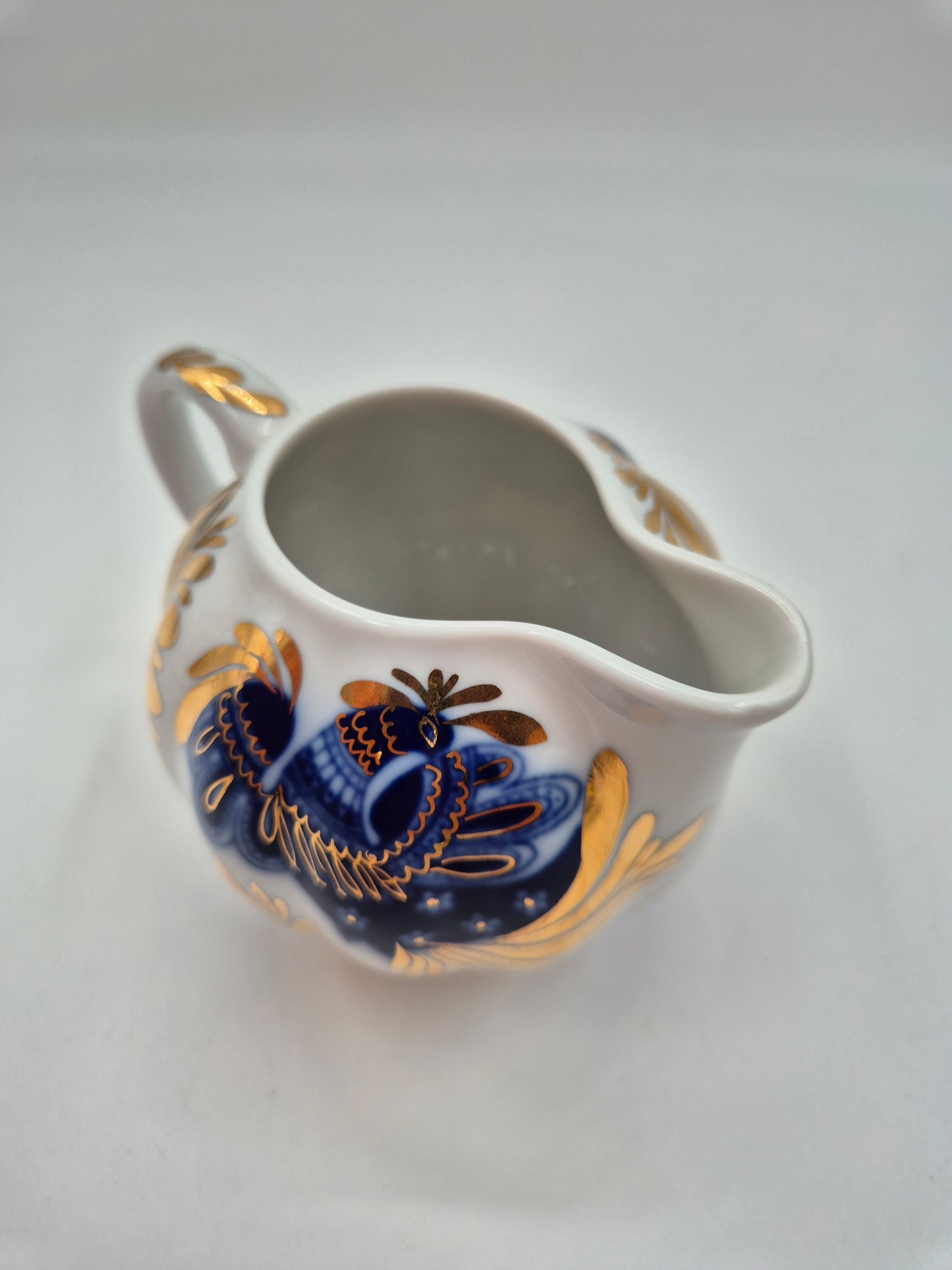 LFZ USSR Porcelain Vintage Lomonosov Golden Garden Sugar Bowl & Creamer