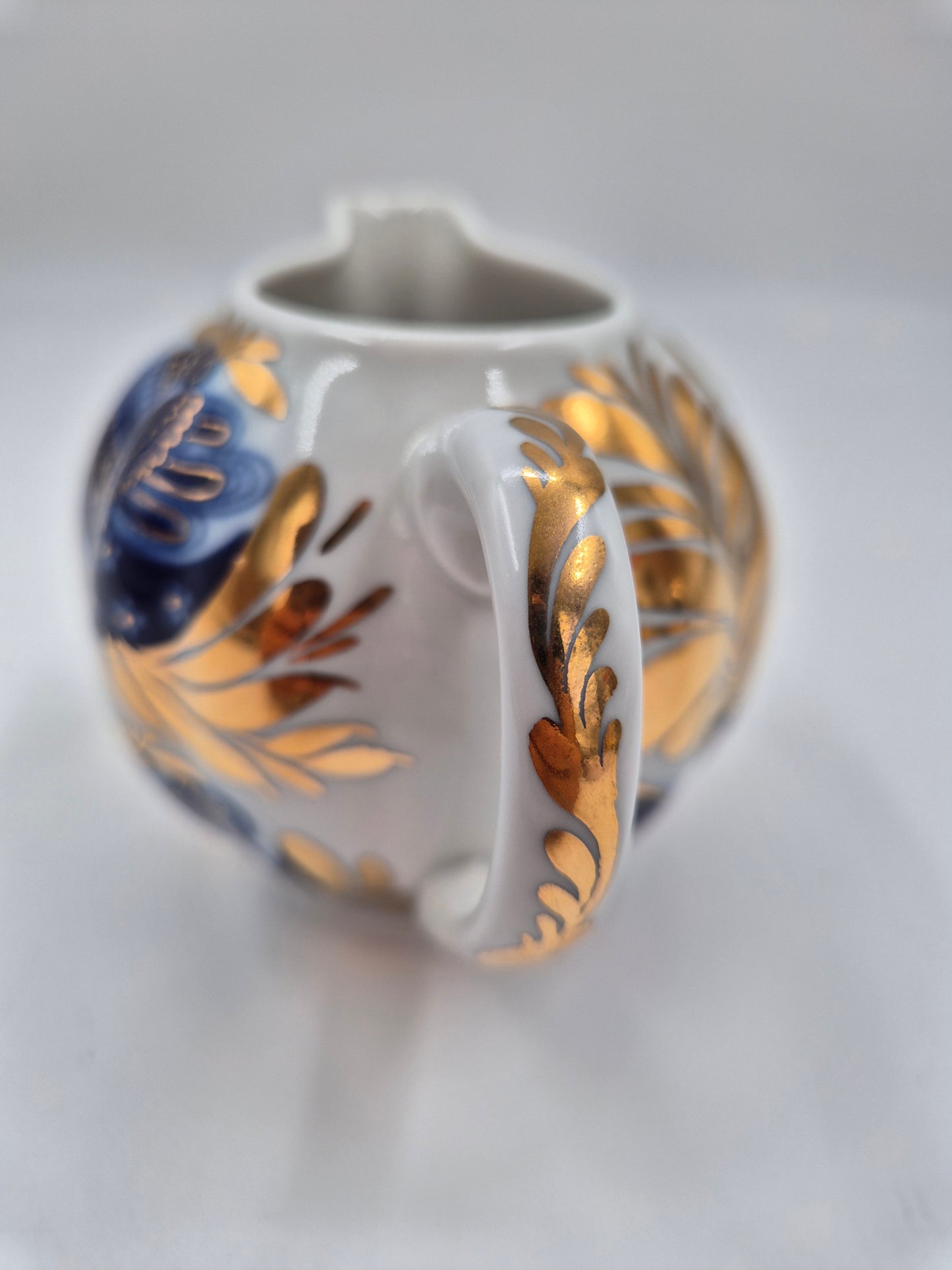 LFZ USSR Porcelain Vintage Lomonosov Golden Garden Sugar Bowl & Creamer