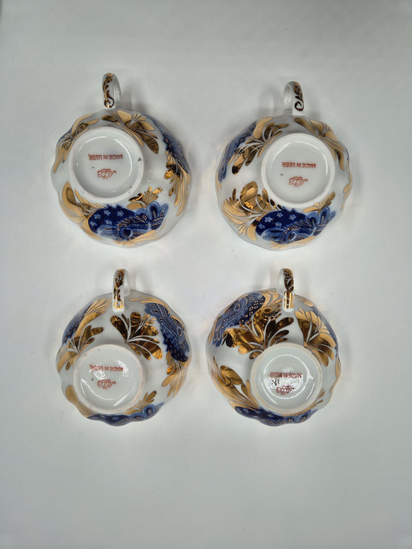 Set of 4 Vintage Lomonosov LFZ Tea Cup & Saucer