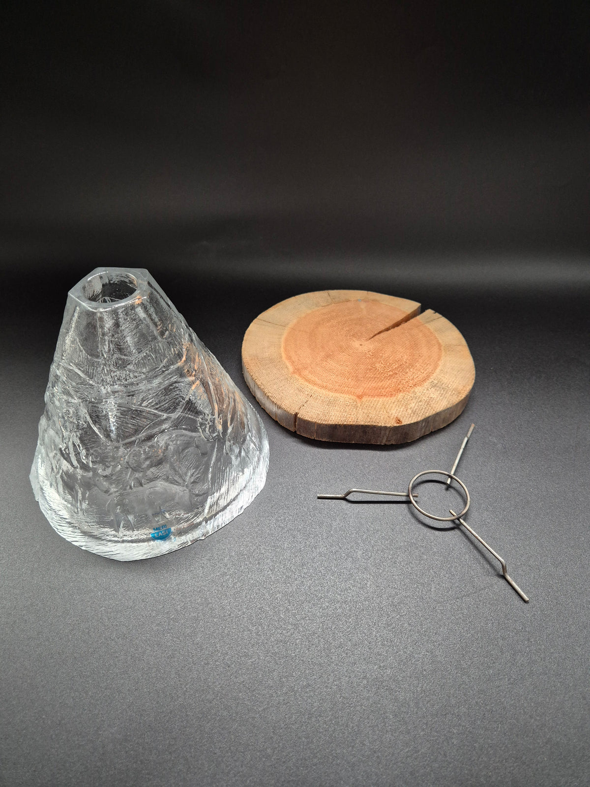 Vintage Meri Lasi Aslak Glass Candle Holder, Finnish Art Glass, Lapland Design, Handmade Finland, 1970s–1980s