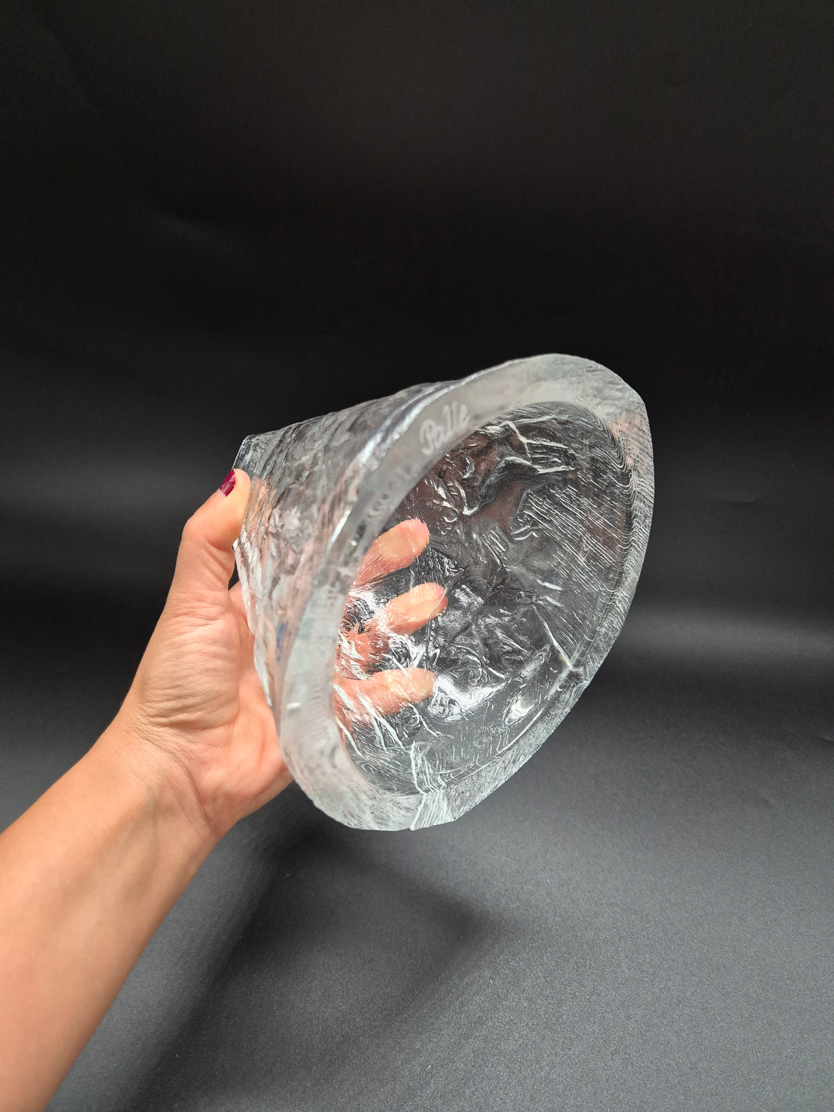 Vintage Meri Lasi Aslak Glass Candle Holder, Finnish Art Glass, Lapland Design, Handmade Finland, 1970s–1980s