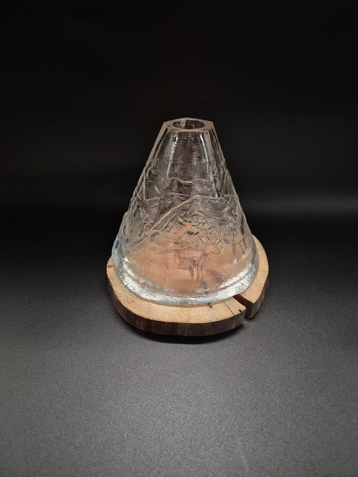 Vintage Meri Lasi Aslak Glass Candle Holder, Finnish Art Glass, Lapland Design, Handmade Finland, 1970s–1980s