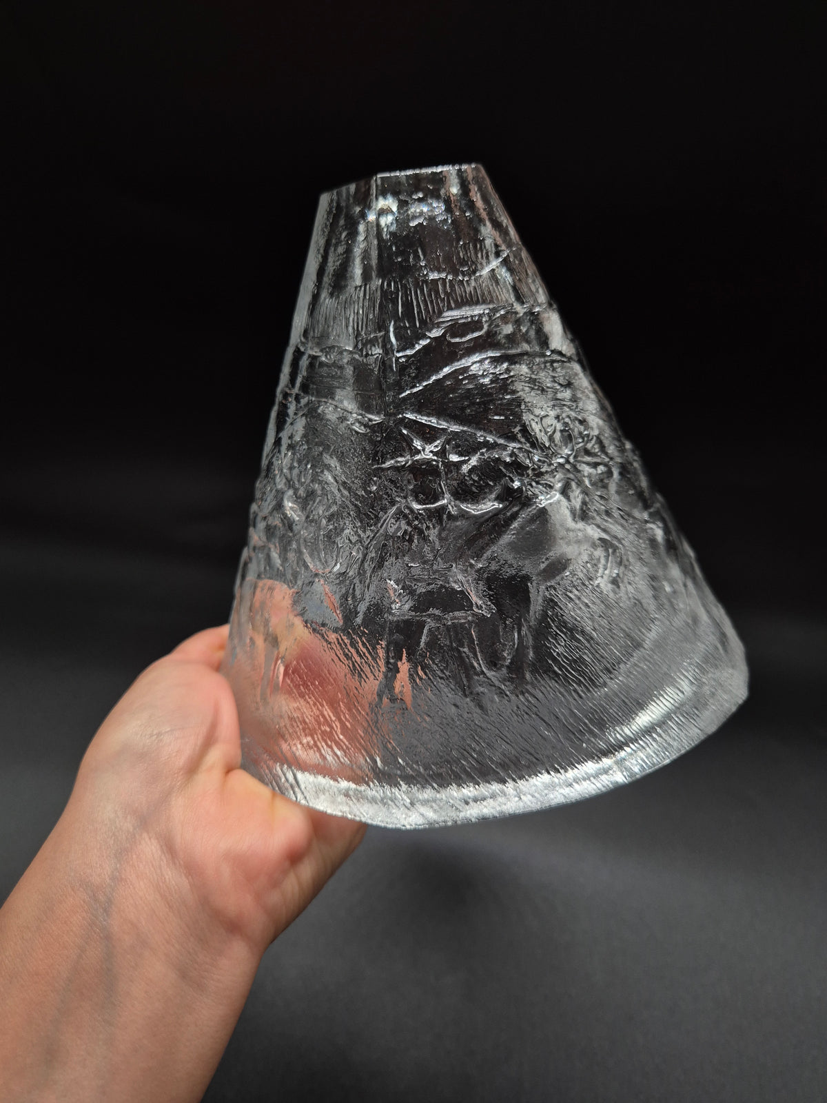 Vintage Meri Lasi Aslak Glass Candle Holder, Finnish Art Glass, Lapland Design, Handmade Finland, 1970s–1980s
