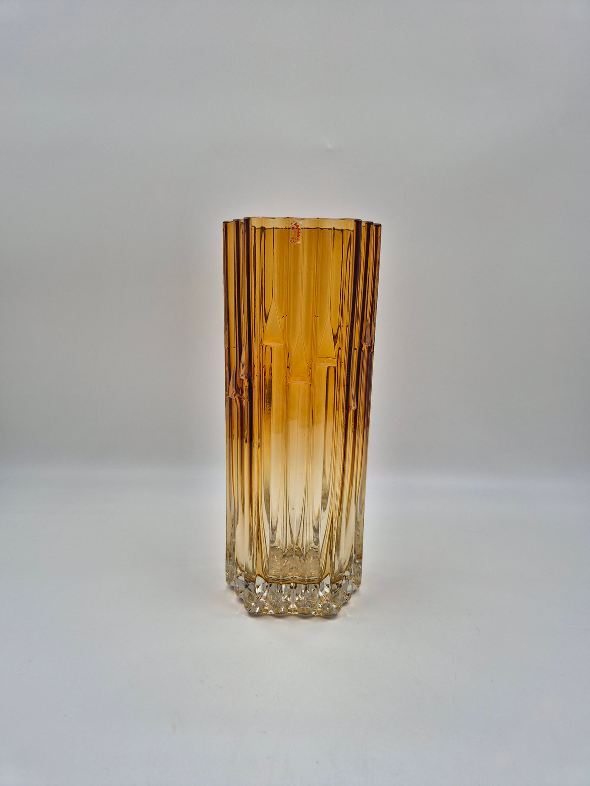 Humppila "Mesiurut" Glass Vase by Tauno Wirkkala, 1972, Brown & Clear, 25 cm