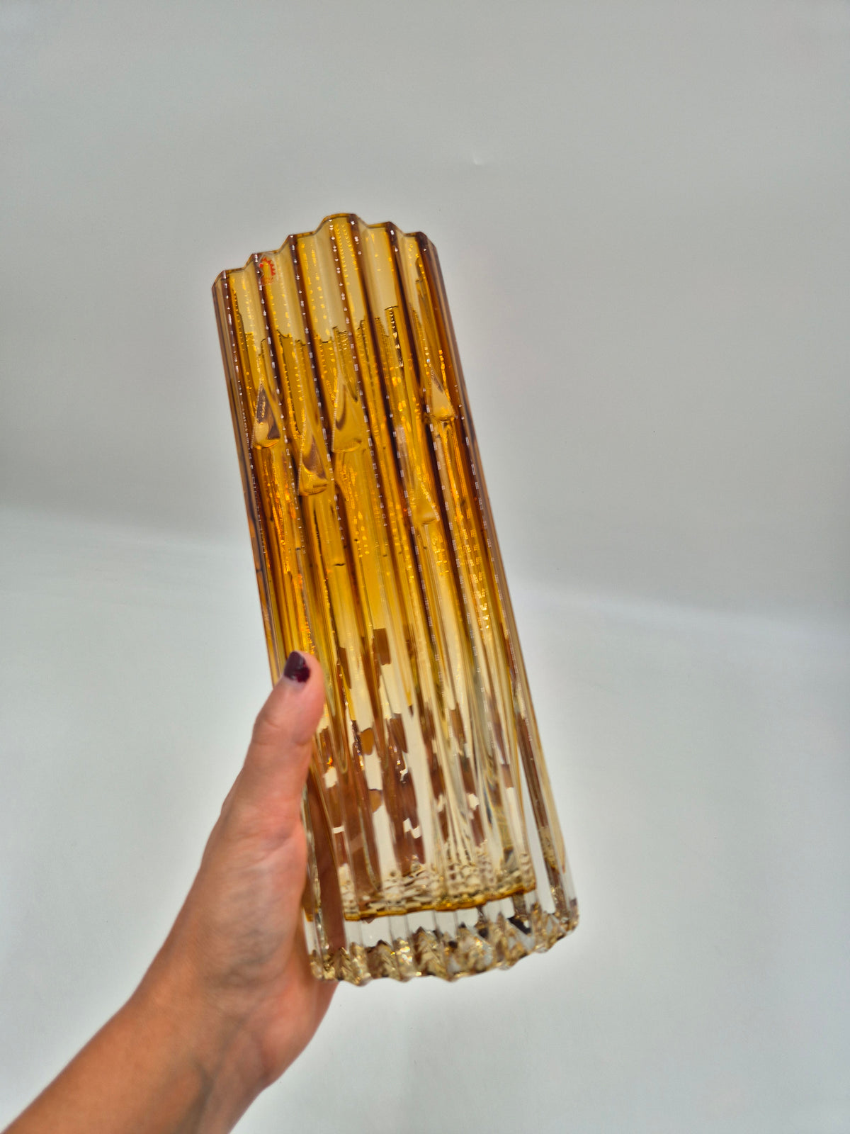 Humppila "Mesiurut" Glass Vase by Tauno Wirkkala, 1972, Brown & Clear, 25 cm
