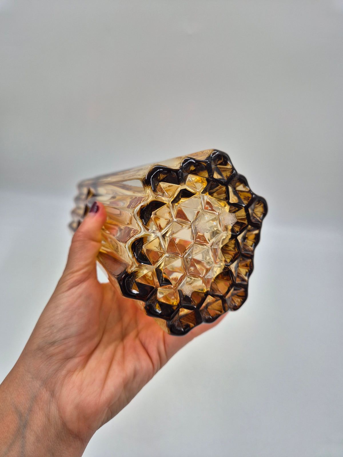 Humppila "Mesiurut" Glass Vase by Tauno Wirkkala, 1972, Brown & Clear, 25 cm