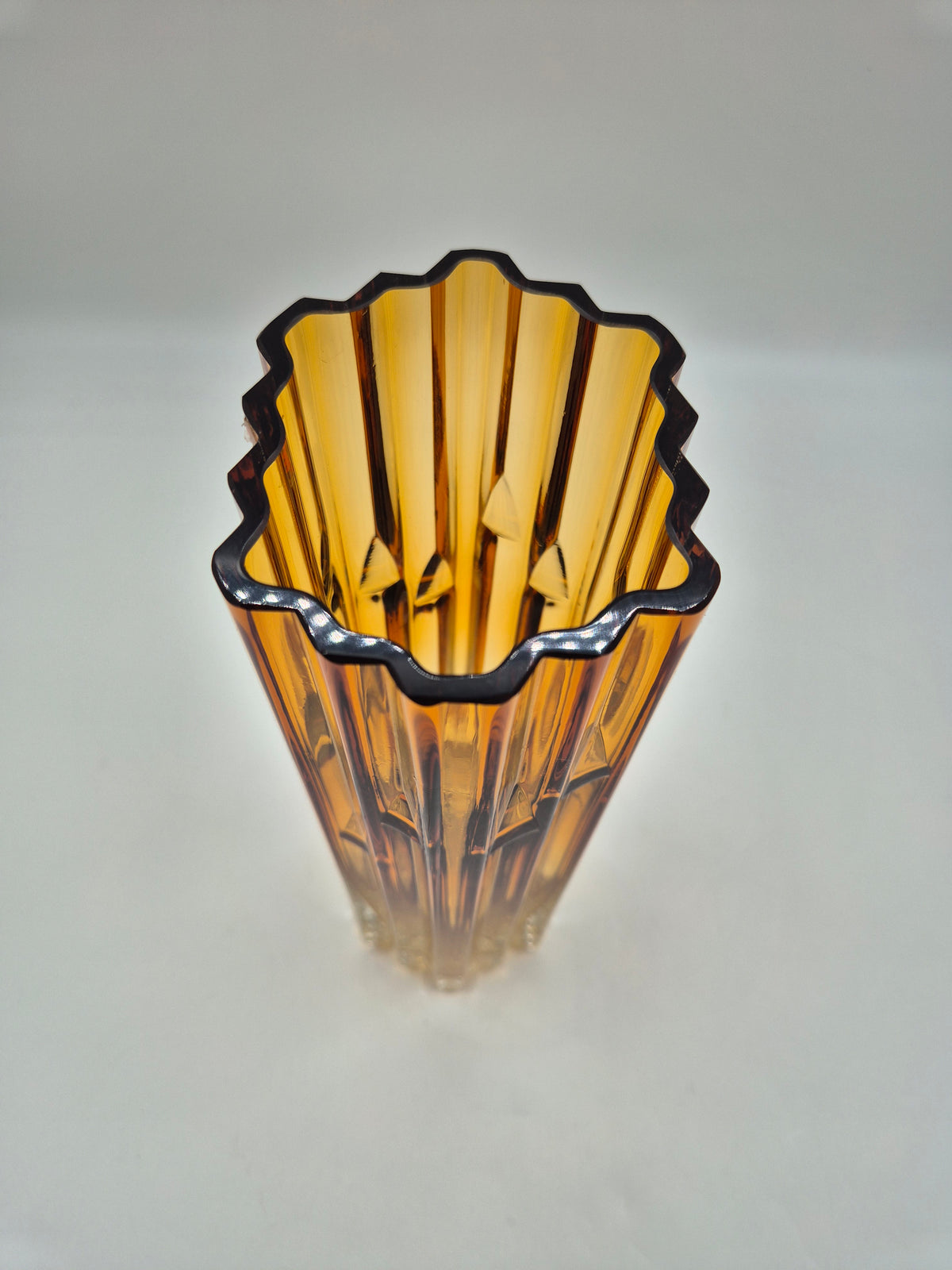 Humppila "Mesiurut" Glass Vase by Tauno Wirkkala, 1972, Brown & Clear, 25 cm