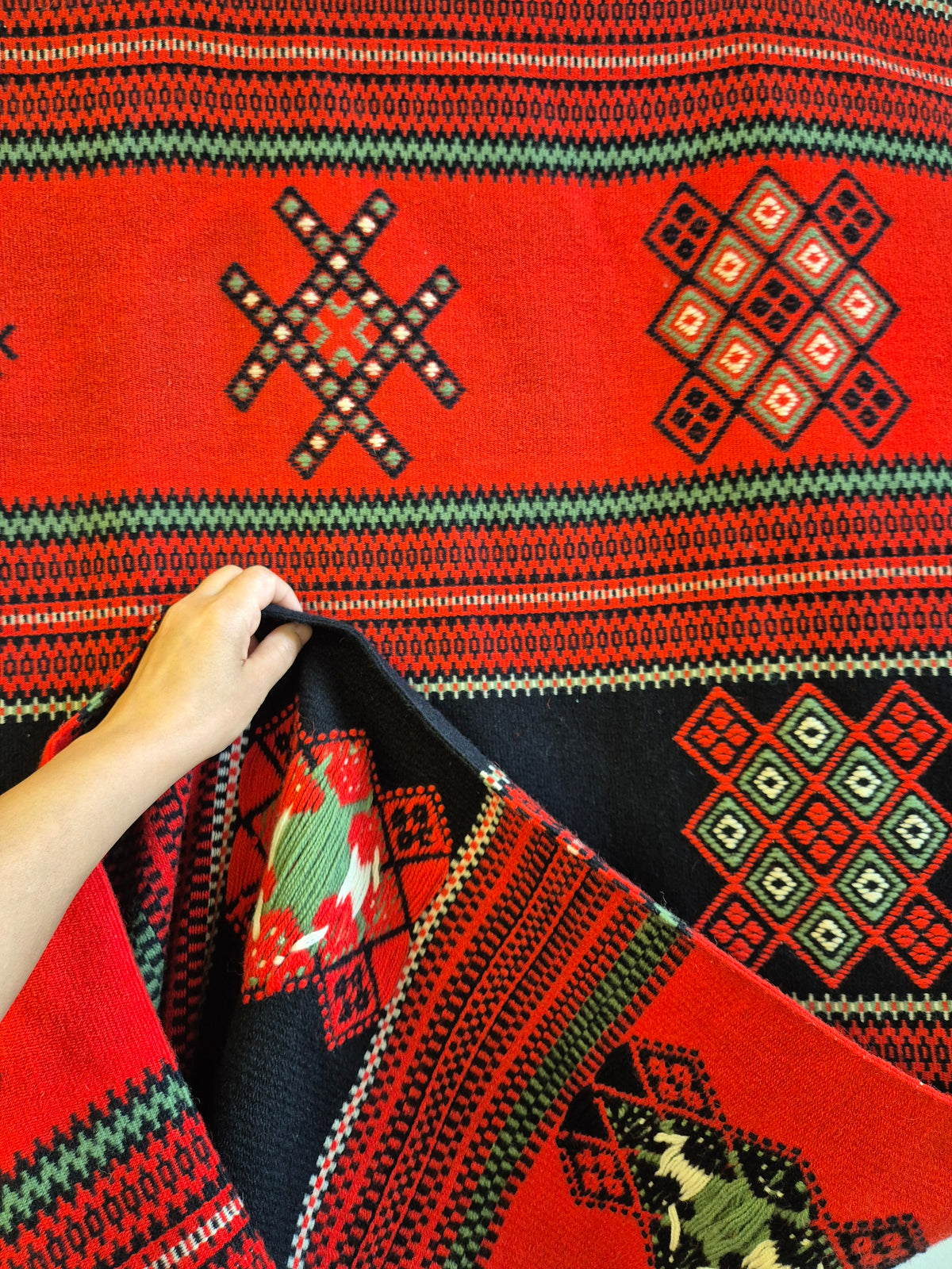 Vintage Finnish Karjalan Raanu Wall Hanging, Karelian Wool Textile