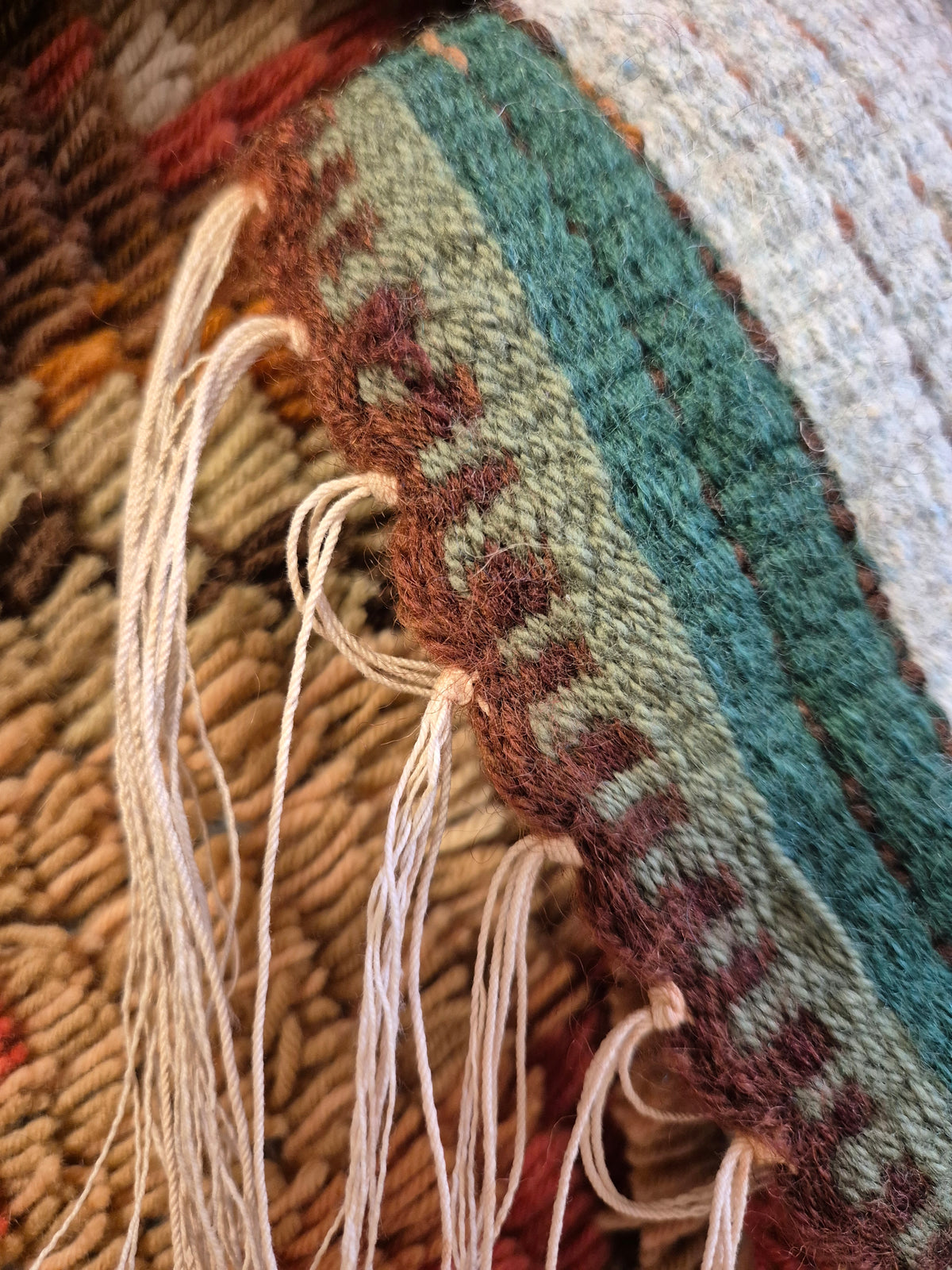 Vintage Finnish Humalasalkoja Ryijy by A.W. Raitio, Neovius Wall Rug, Scandinavian Wool Tapestry