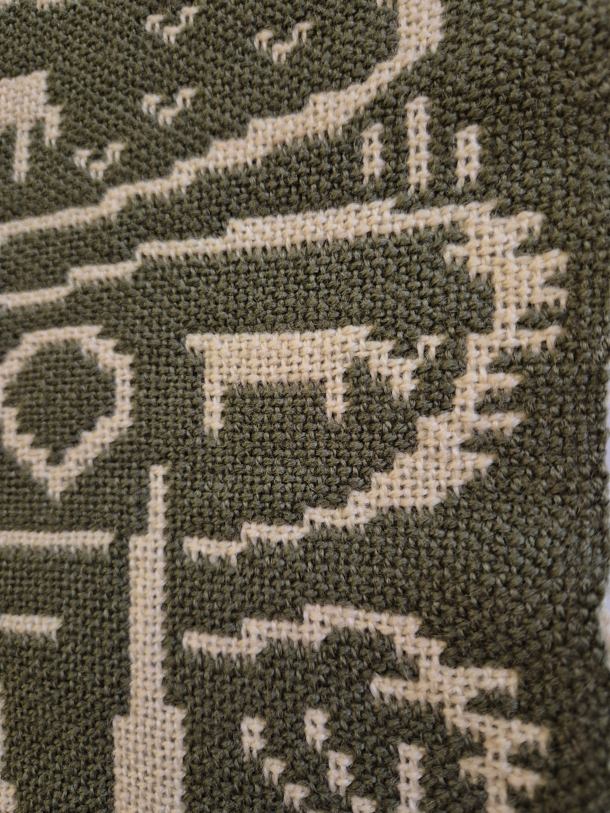 Vintage Finnish Wool Wall Hanging, Forest Landscape & Girl Motif, Green & White Woven Textile