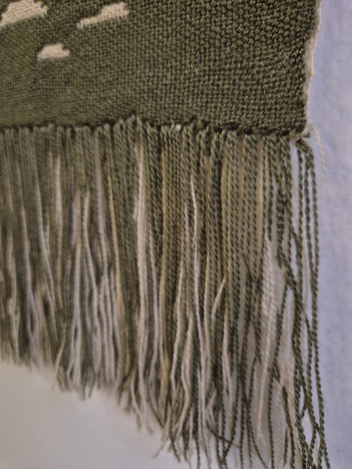 Vintage Finnish Wool Wall Hanging, Forest Landscape & Girl Motif, Green & White Woven Textile