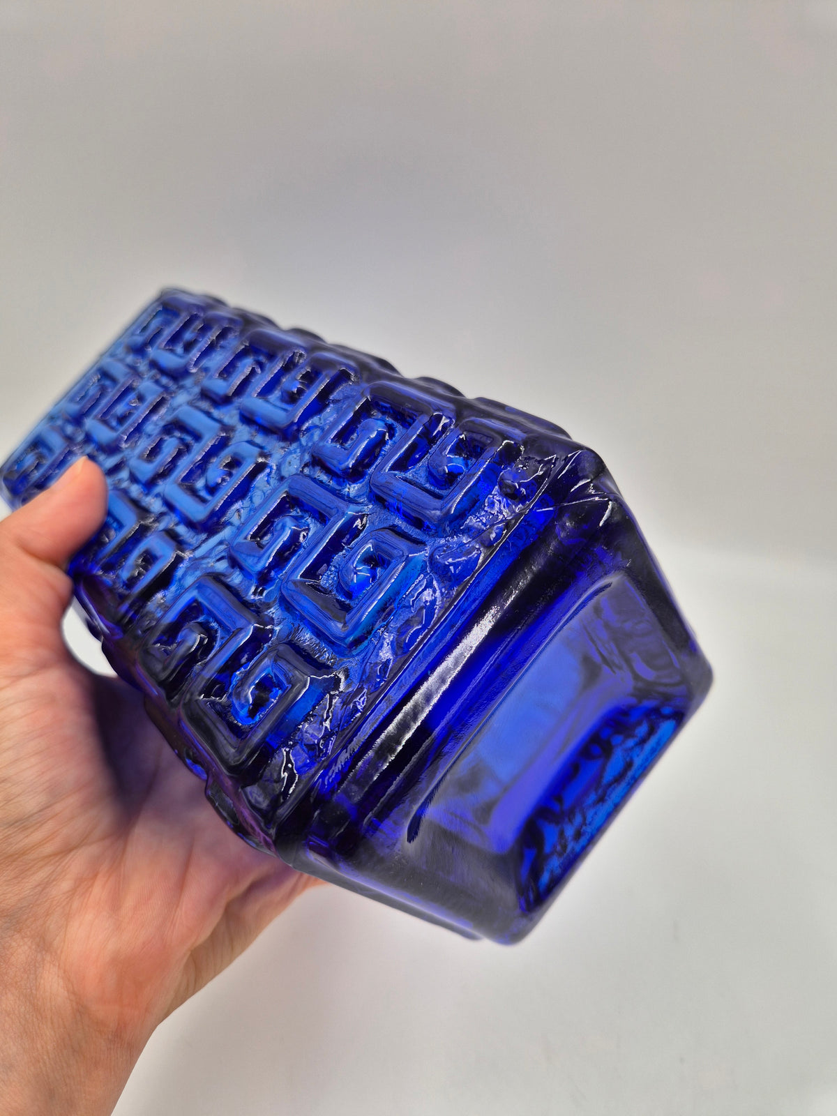 Riihimäen Lasi "Taalari" Vase by Tamara Aladin, Blue, 1968–1972