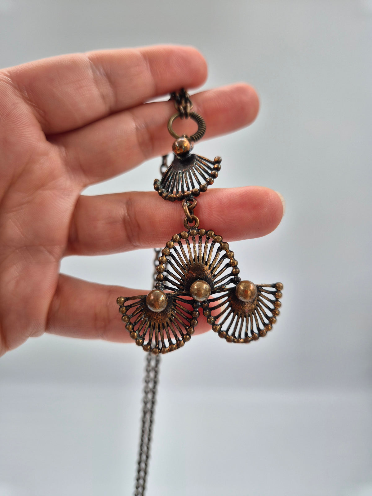 Pentti Sarpaneva Riikinkukko Bronze Necklace, Turun Hopea, Vintage Finnish Mid-Century Jewelry, Peacock Pendant