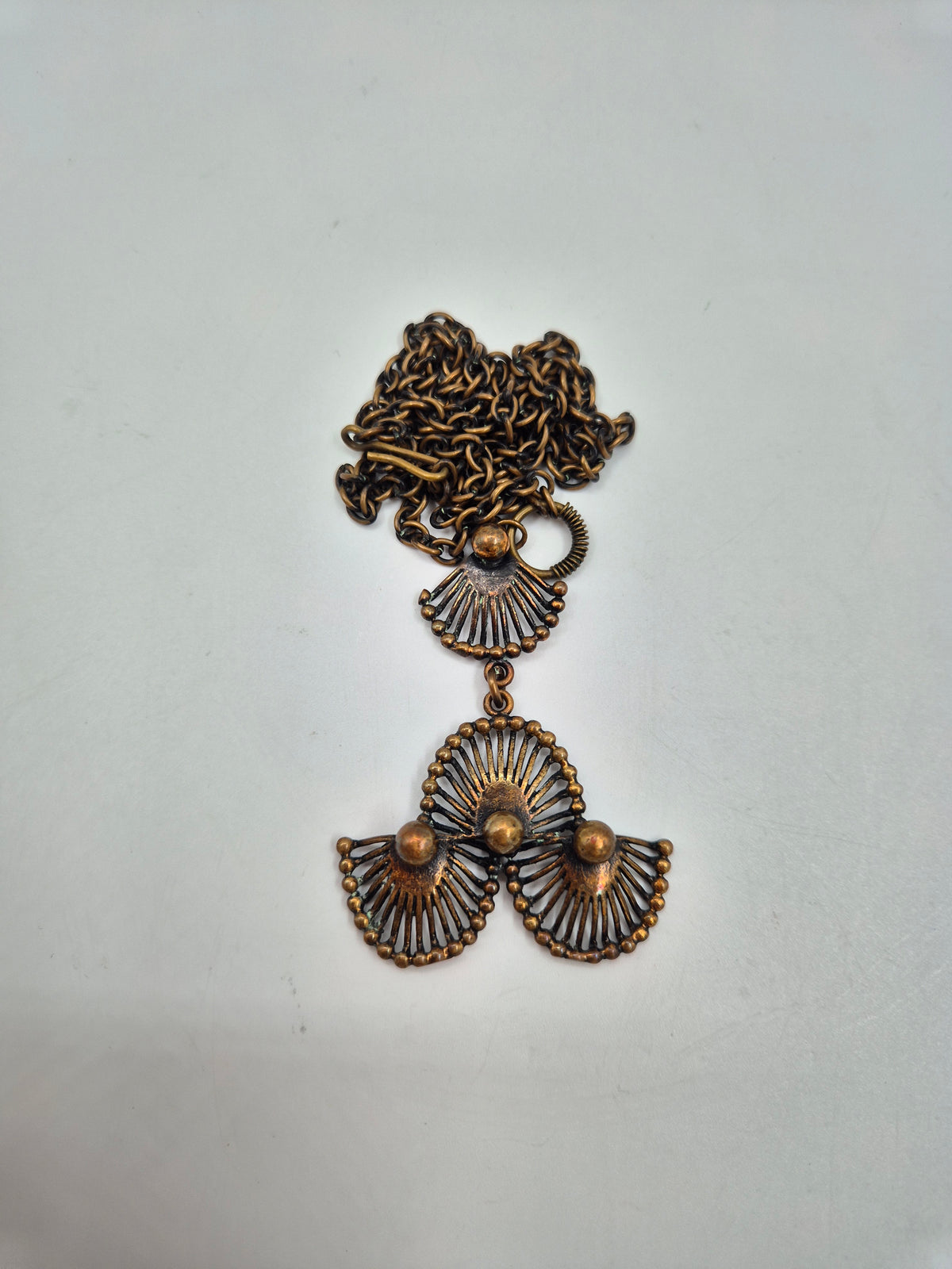 Pentti Sarpaneva Riikinkukko Bronze Necklace, Turun Hopea, Vintage Finnish Mid-Century Jewelry, Peacock Pendant