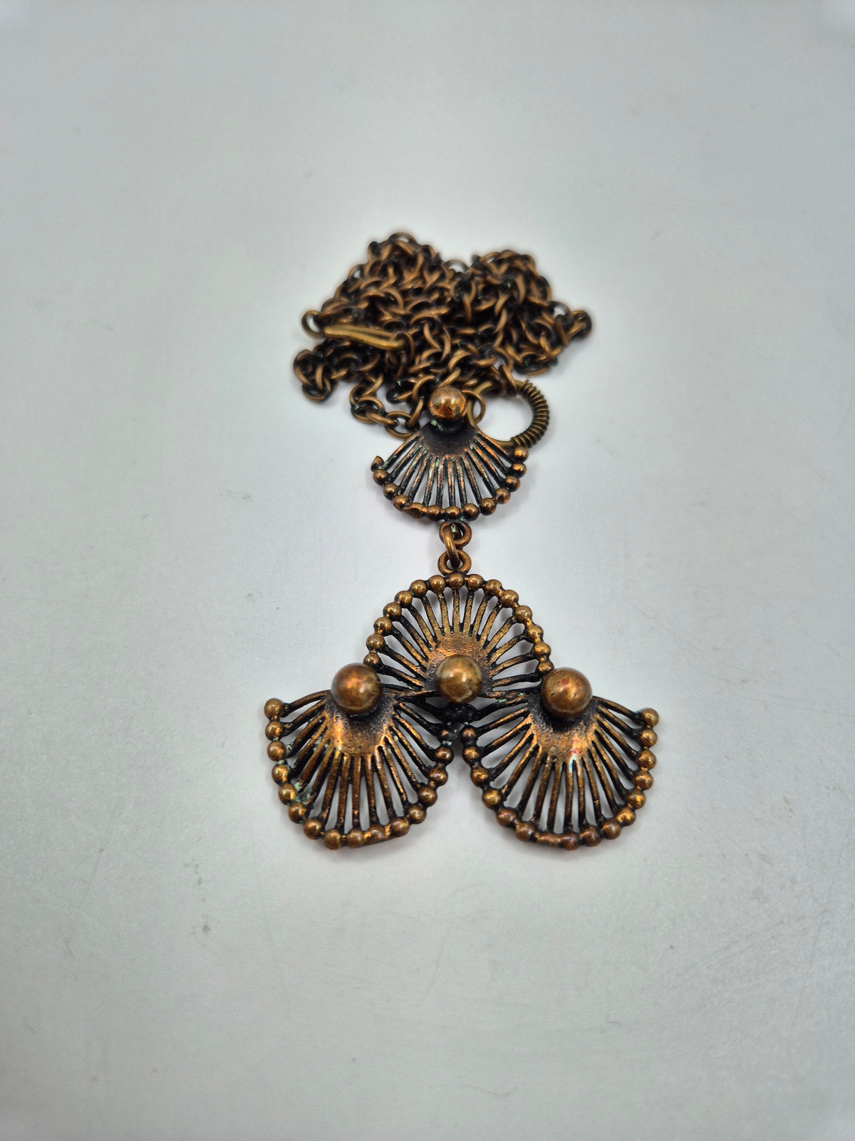 Pentti Sarpaneva Riikinkukko Bronze Necklace, Turun Hopea, Vintage Finnish Mid-Century Jewelry, Peacock Pendant