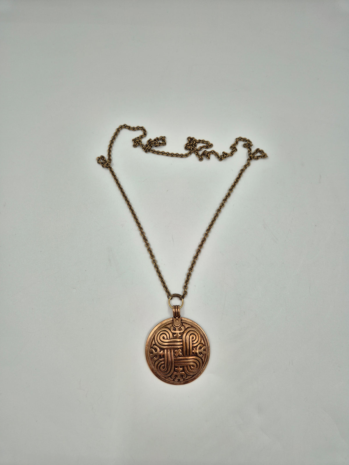 Kalevala Koru, Large "Hannunvaakuna" Bronze Pendant Necklace, Germund Paaer, Saint John’s Arms