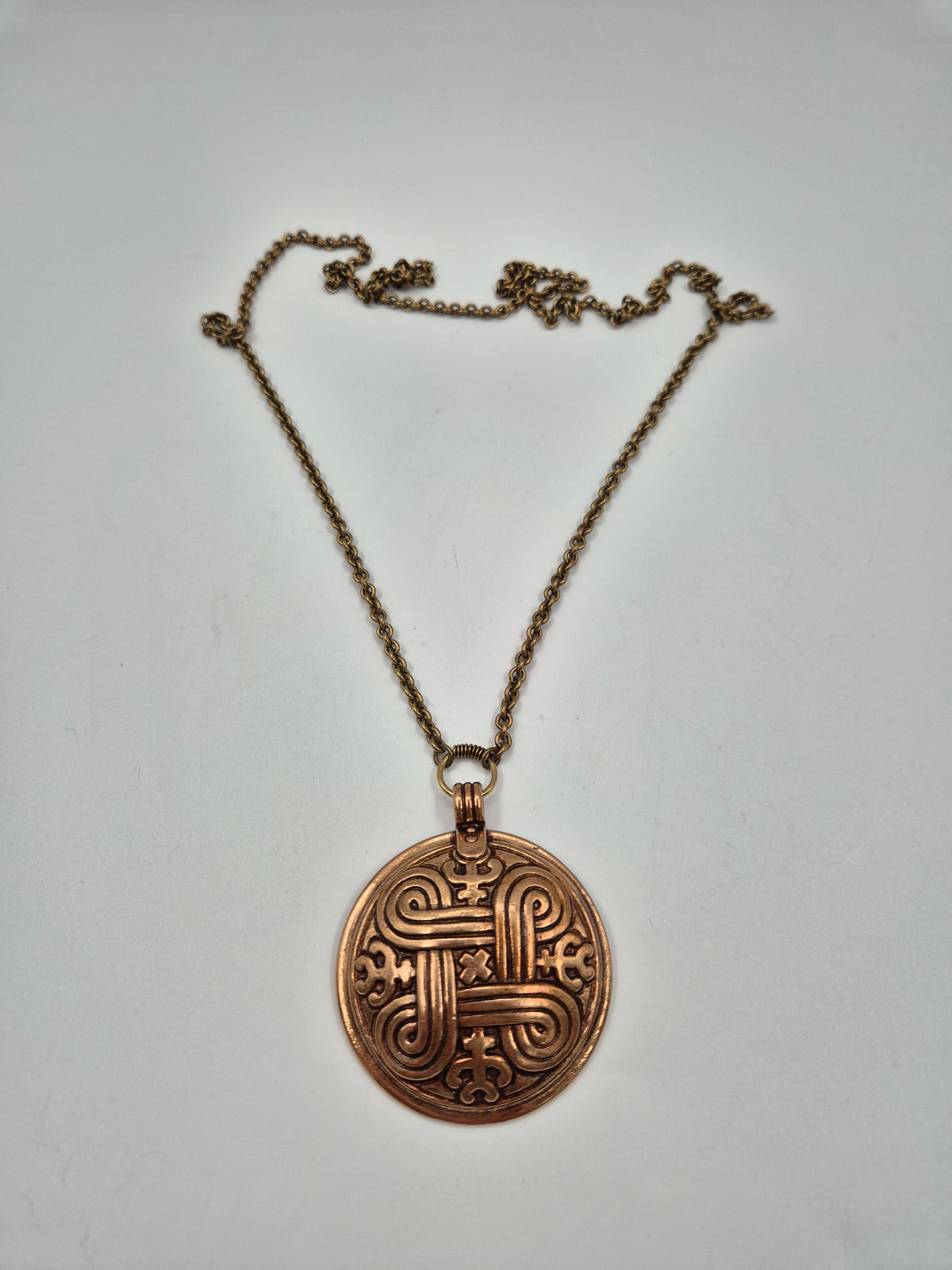 Kalevala Koru, Large "Hannunvaakuna" Bronze Pendant Necklace, Germund Paaer, Saint John’s Arms