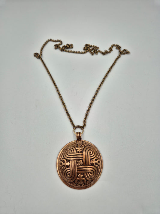 Kalevala Koru, Large "Hannunvaakuna" Bronze Pendant Necklace, Germund Paaer, Saint John’s Arms