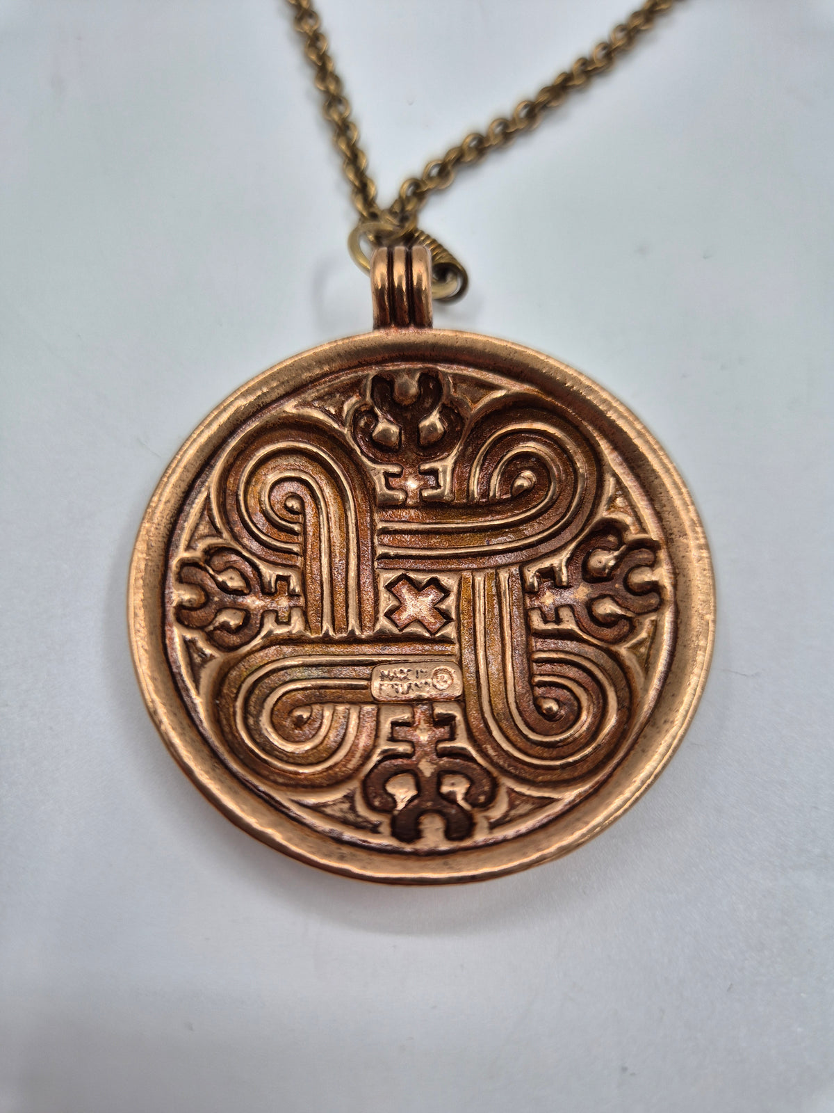 Kalevala Koru, Large "Hannunvaakuna" Bronze Pendant Necklace, Germund Paaer, Saint John’s Arms