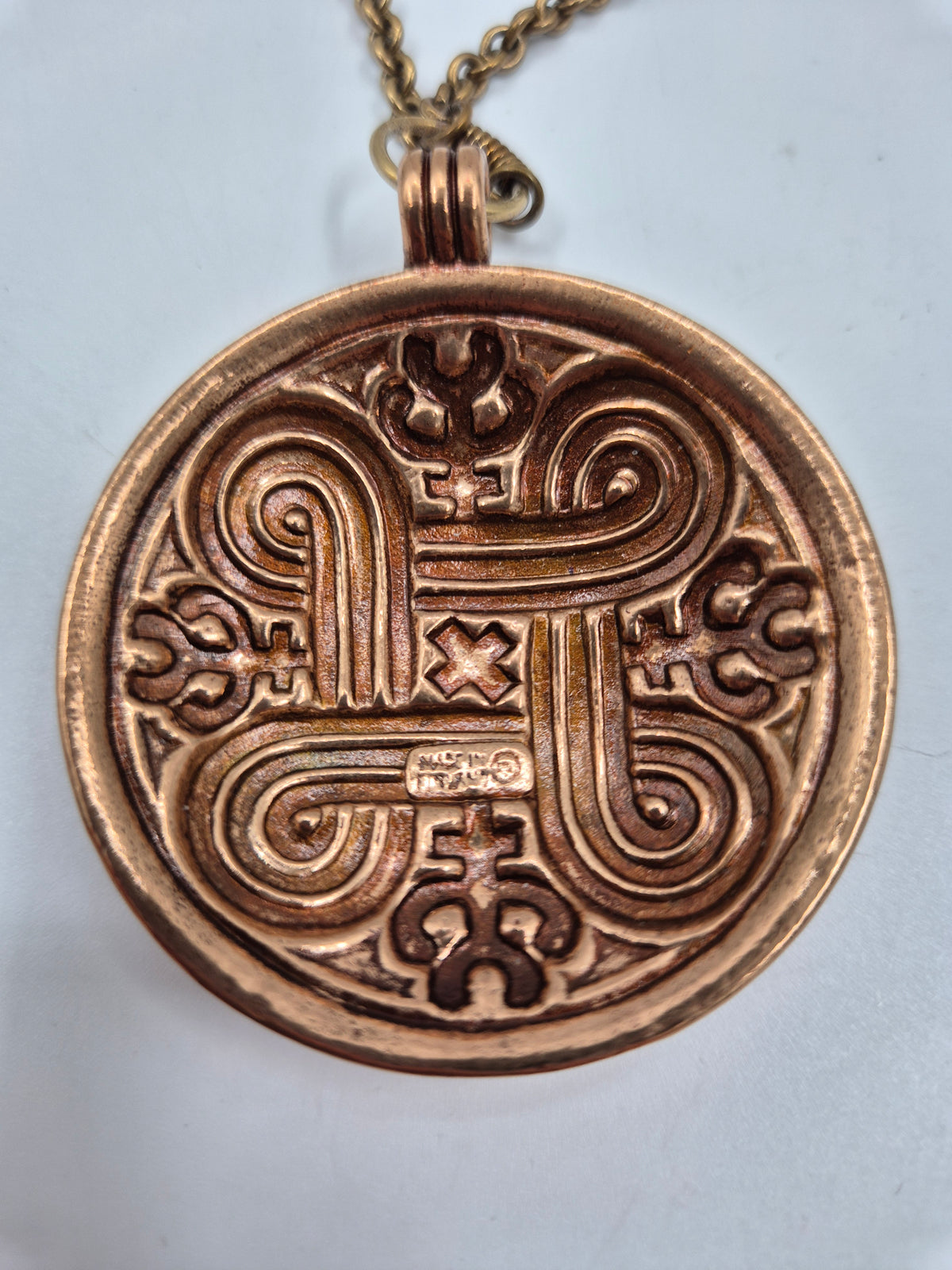 Kalevala Koru, Large "Hannunvaakuna" Bronze Pendant Necklace, Germund Paaer, Saint John’s Arms