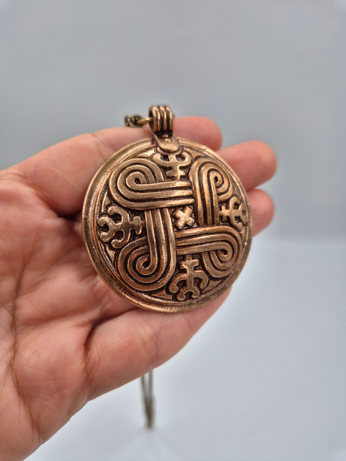 Kalevala Koru, Large "Hannunvaakuna" Bronze Pendant Necklace, Germund Paaer, Saint John’s Arms
