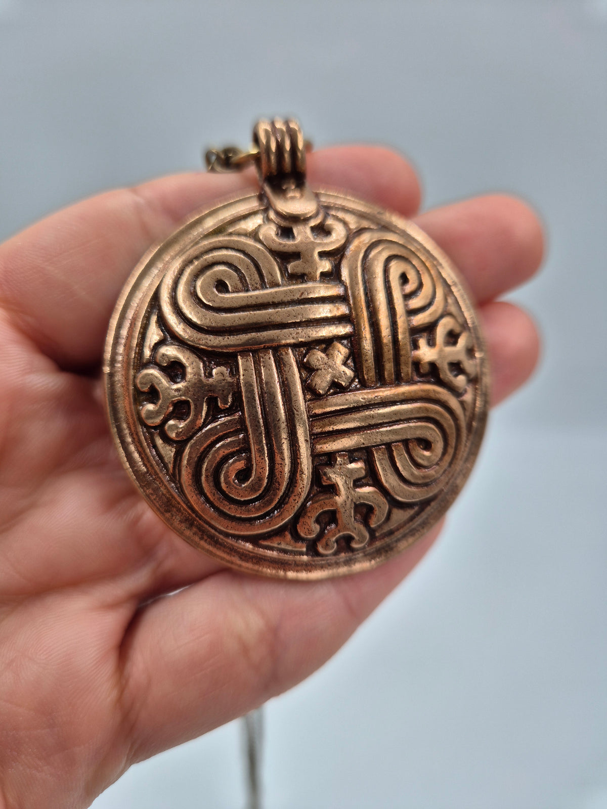 Kalevala Koru, Large "Hannunvaakuna" Bronze Pendant Necklace, Germund Paaer, Saint John’s Arms