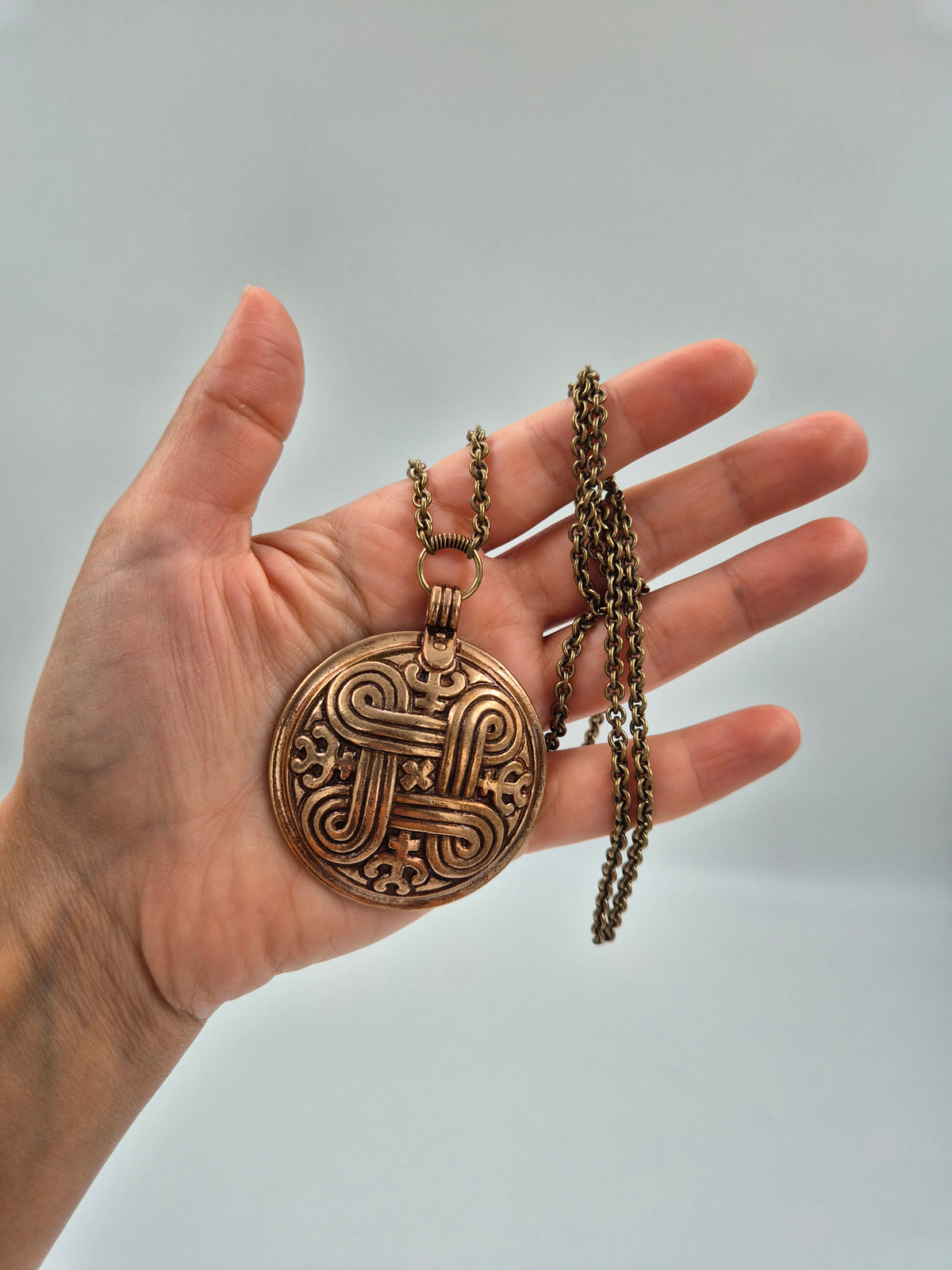 Kalevala Koru, Large "Hannunvaakuna" Bronze Pendant Necklace, Germund Paaer, Saint John’s Arms