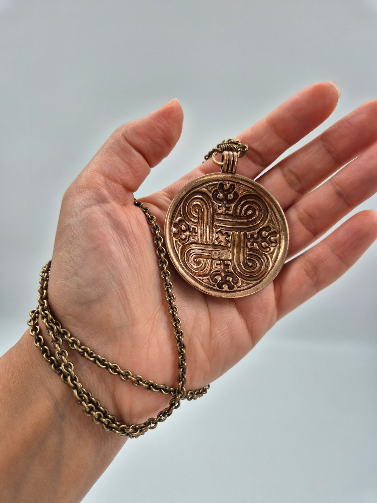 Kalevala Koru, Large "Hannunvaakuna" Bronze Pendant Necklace, Germund Paaer, Saint John’s Arms