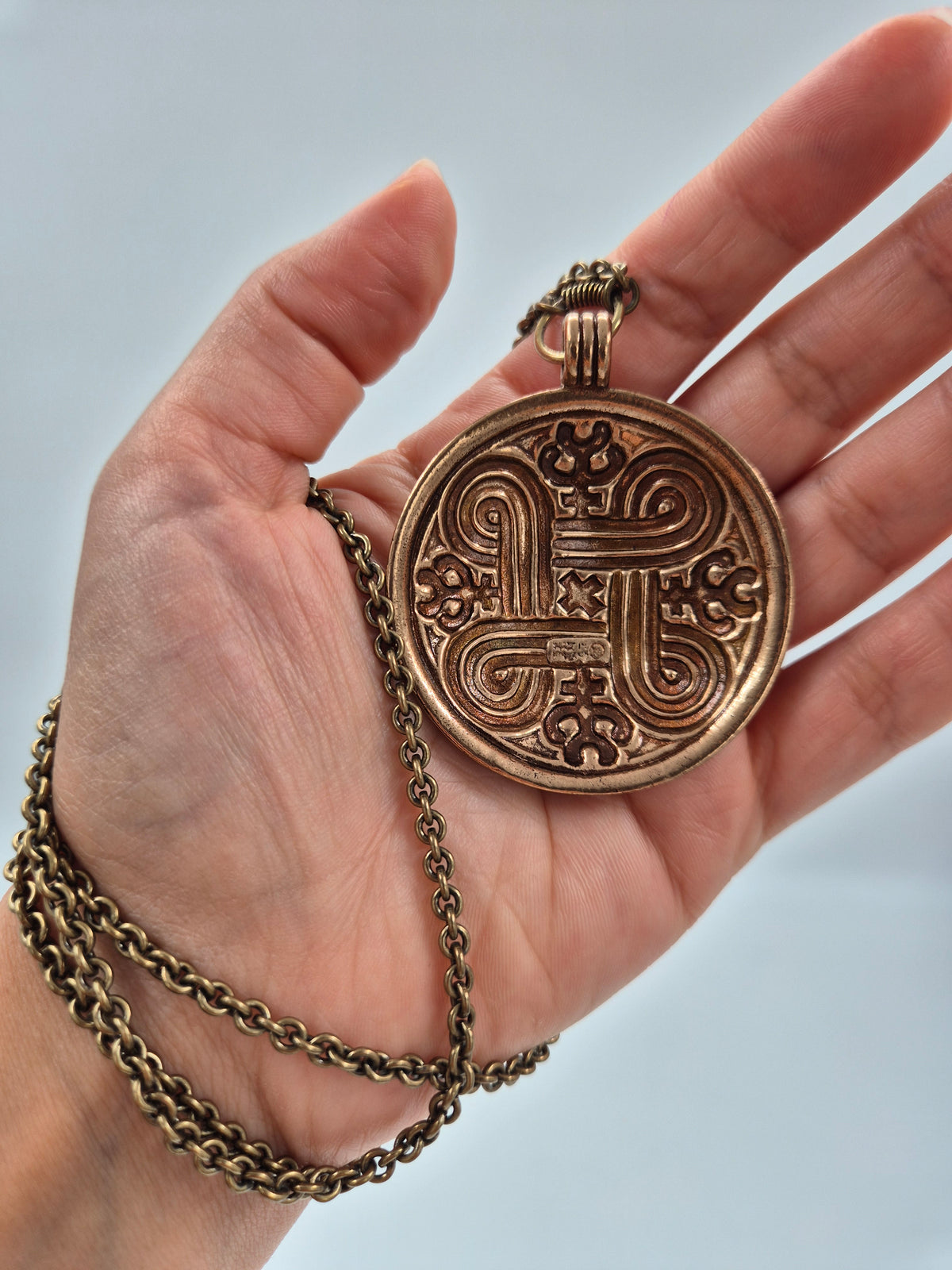 Kalevala Koru, Large "Hannunvaakuna" Bronze Pendant Necklace, Germund Paaer, Saint John’s Arms