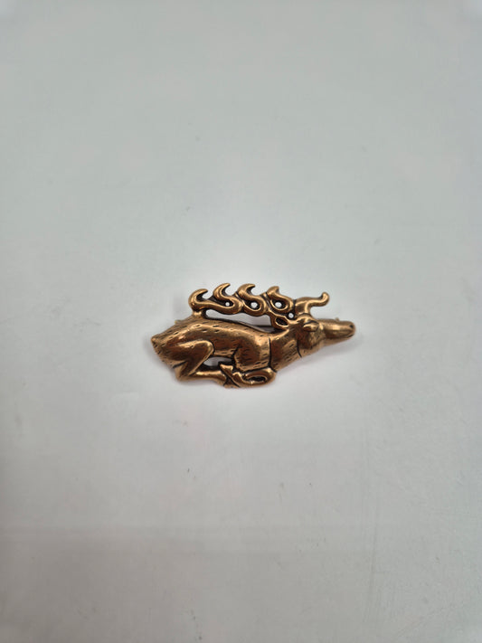 Kalevala Koru, "Hiidenhirvi" Elk Brooch, Alkuaika -series, Bronze Brooch, Kai Lindström