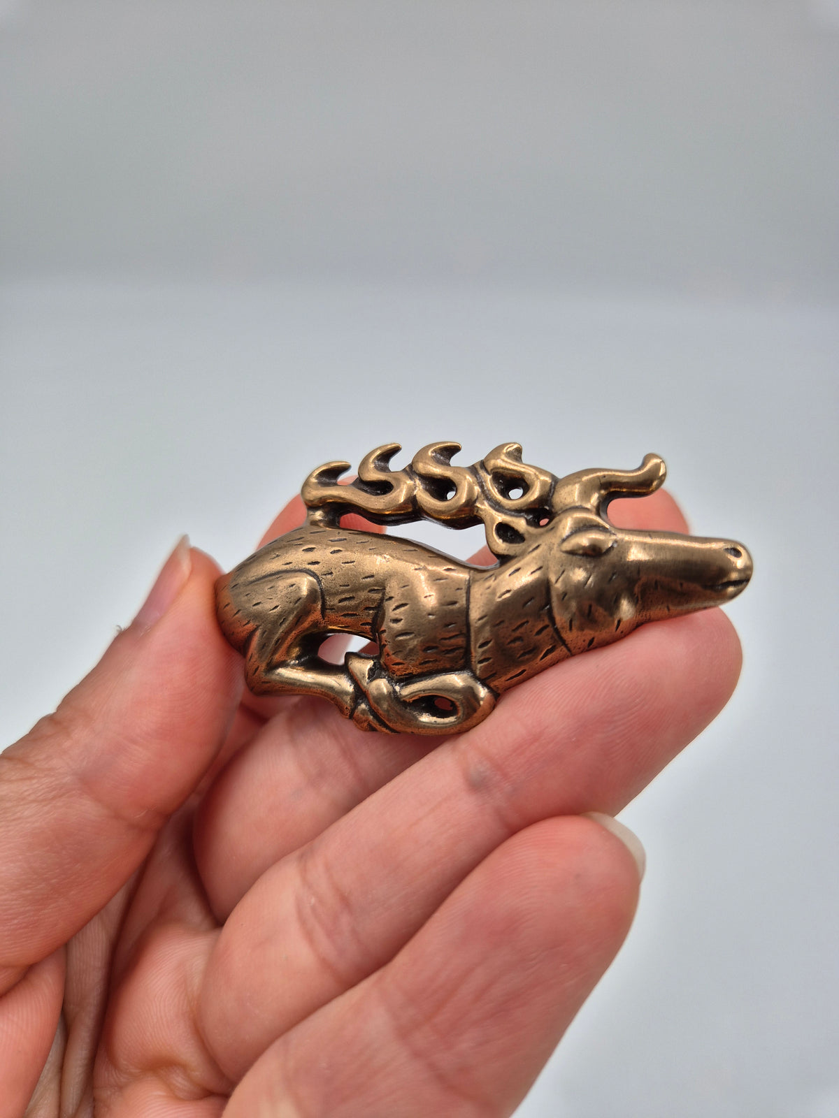 Kalevala Koru, "Hiidenhirvi" Elk Brooch, Alkuaika -series, Bronze Brooch, Kai Lindström