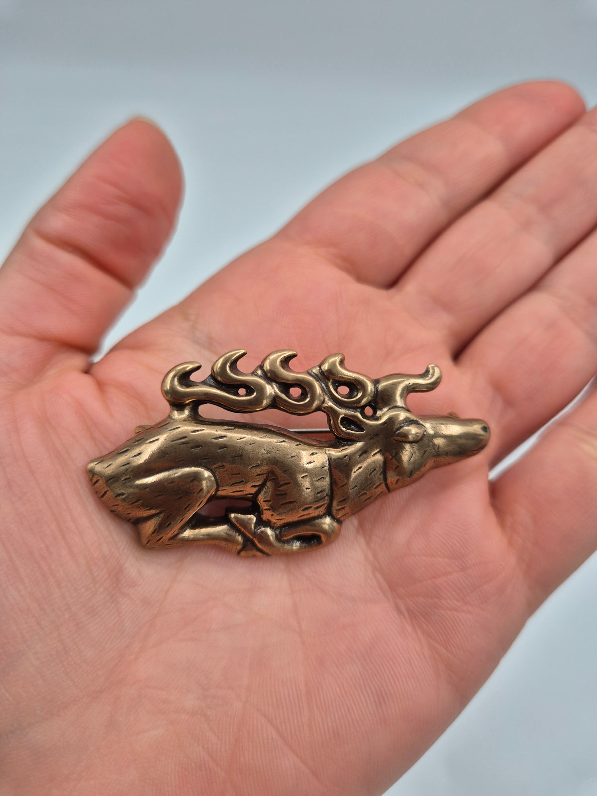 Kalevala Koru, "Hiidenhirvi" Elk Brooch, Alkuaika -series, Bronze Brooch, Kai Lindström