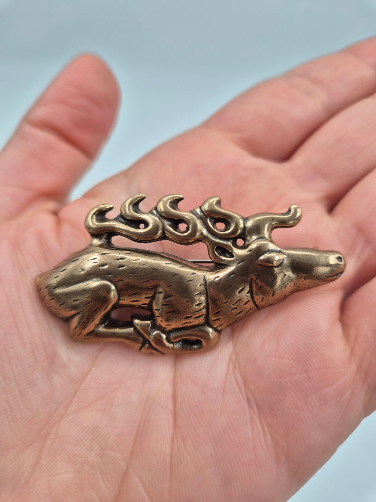 Kalevala Koru, "Hiidenhirvi" Elk Brooch, Alkuaika -series, Bronze Brooch, Kai Lindström