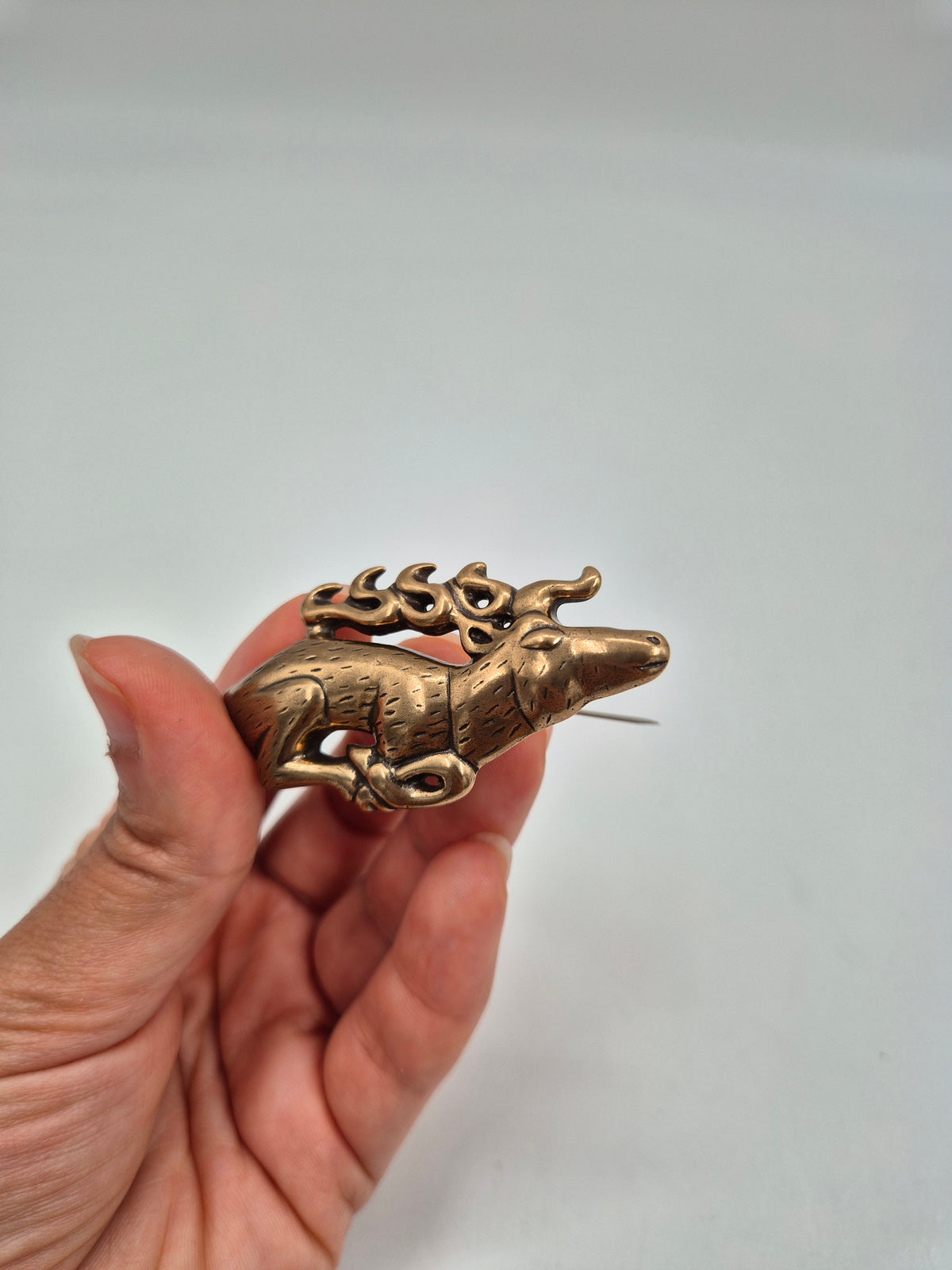 Kalevala Koru, "Hiidenhirvi" Elk Brooch, Alkuaika -series, Bronze Brooch, Kai Lindström