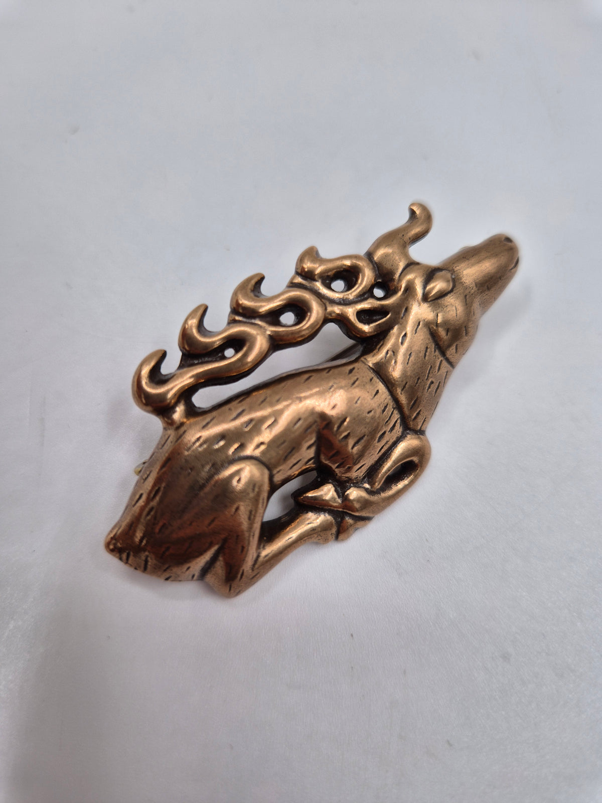 Kalevala Koru, "Hiidenhirvi" Elk Brooch, Alkuaika -series, Bronze Brooch, Kai Lindström